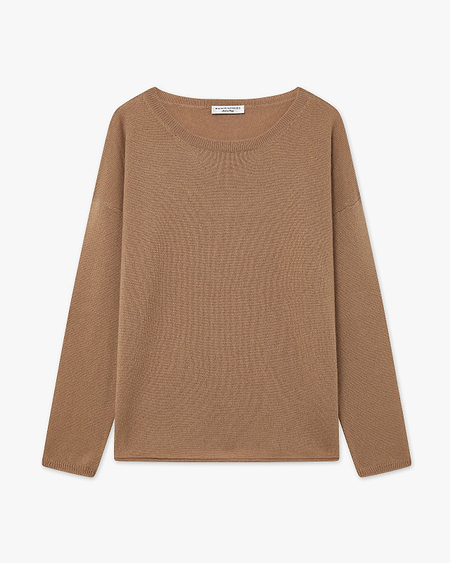 Lightness Crew Neck Sweater - Camel Cashmere
