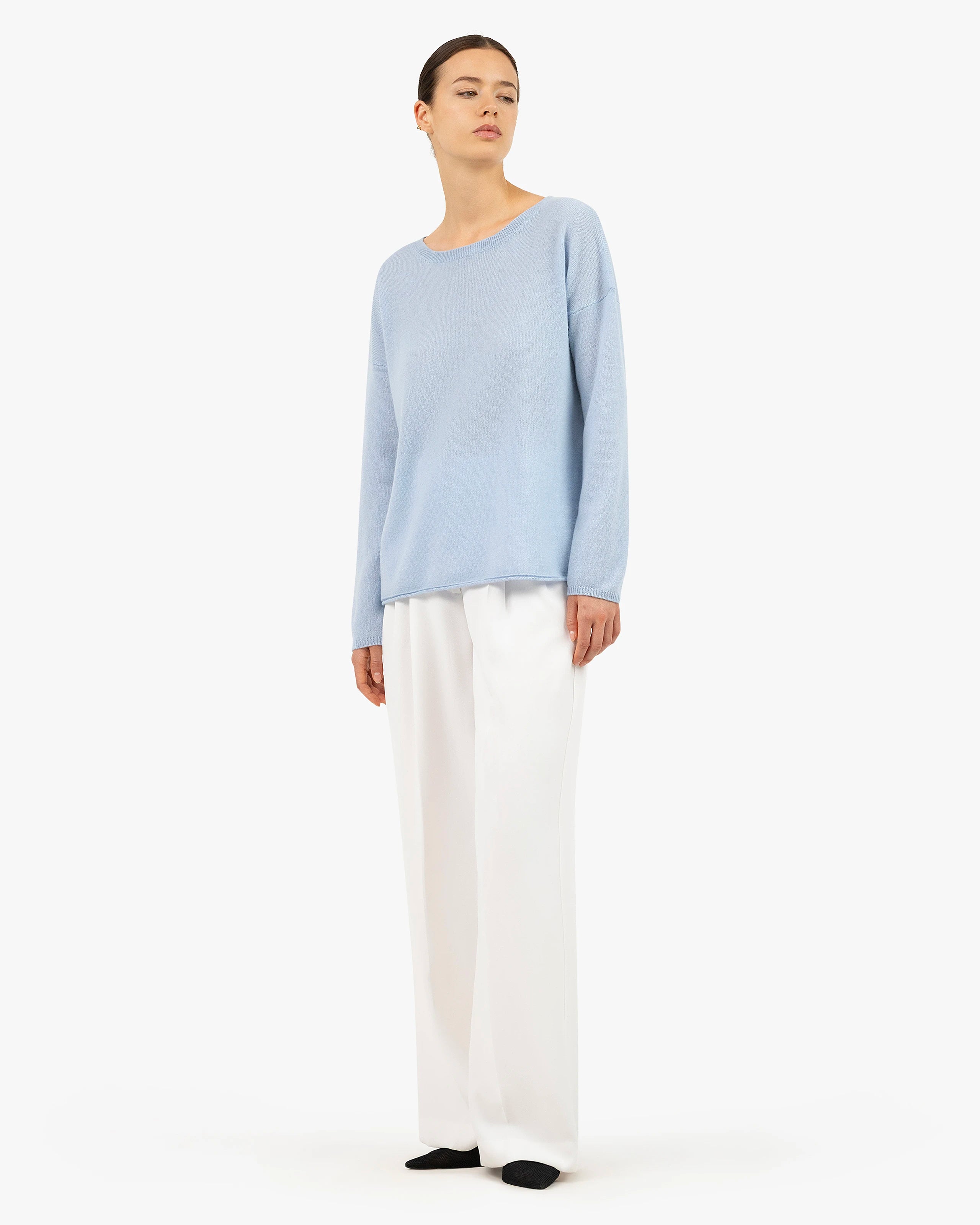 Lightness Crew Neck Sweater - Light Blue Cashmere