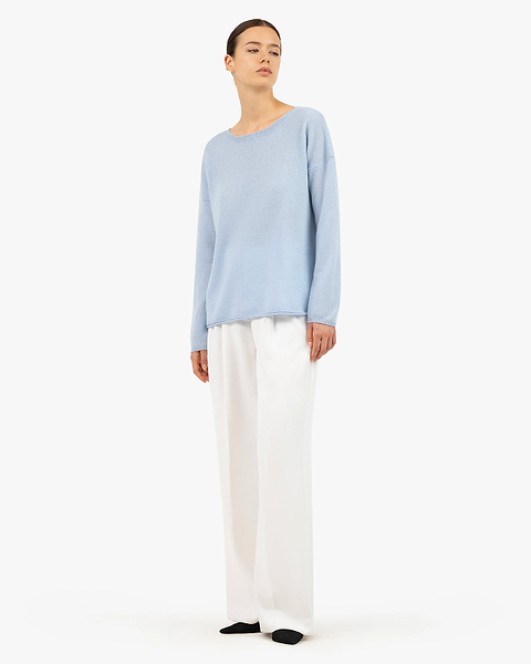 Lightness Crew Neck Sweater - Light Blue Cashmere