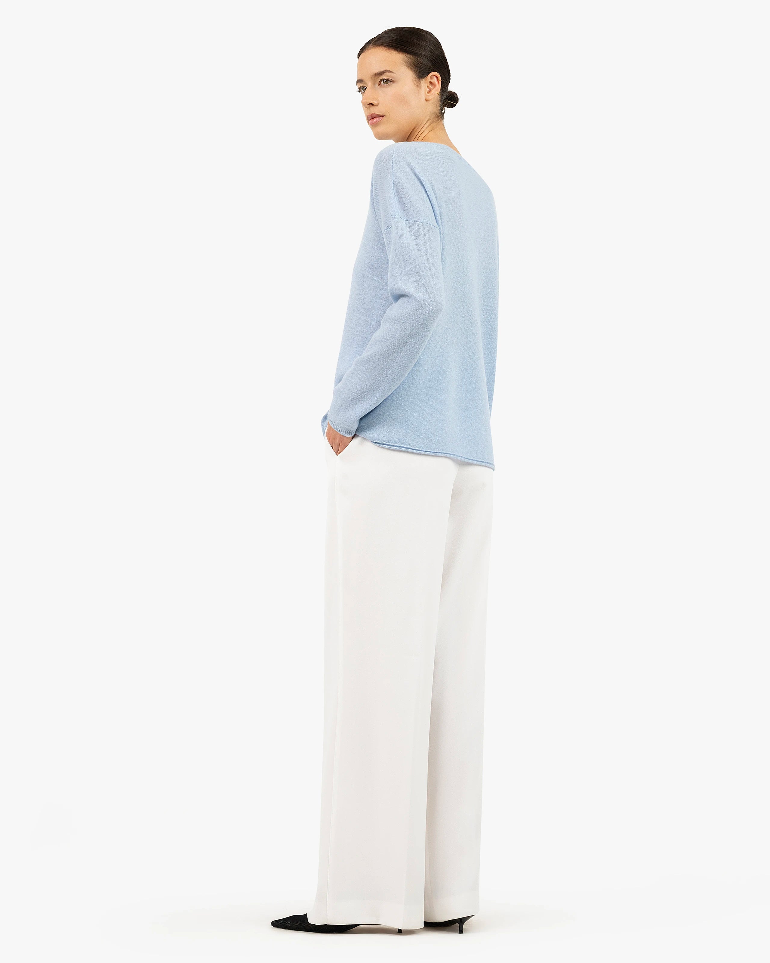 Lightness Crew Neck Sweater - Light Blue Cashmere