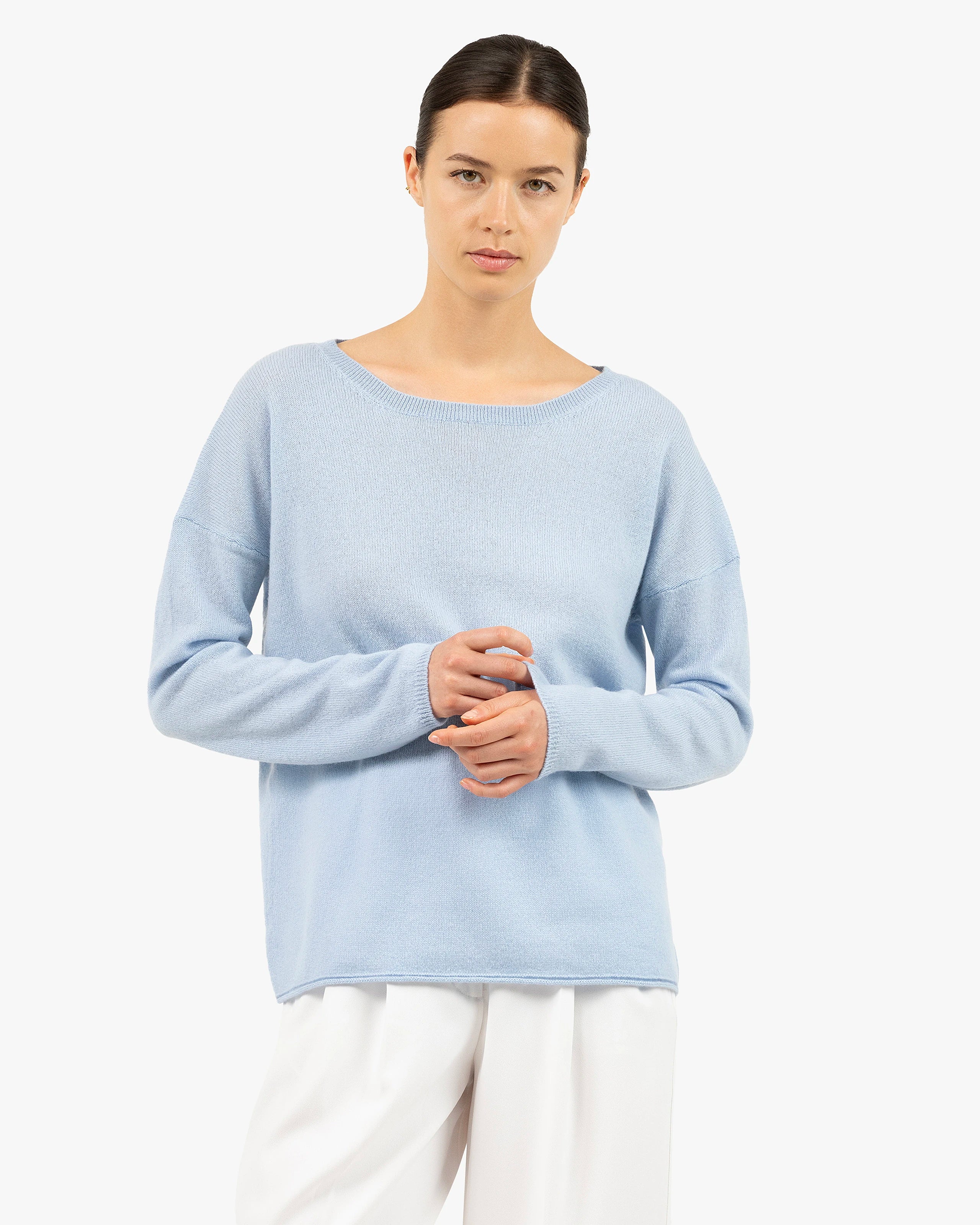 Lightness Crew Neck Sweater - Light Blue Cashmere