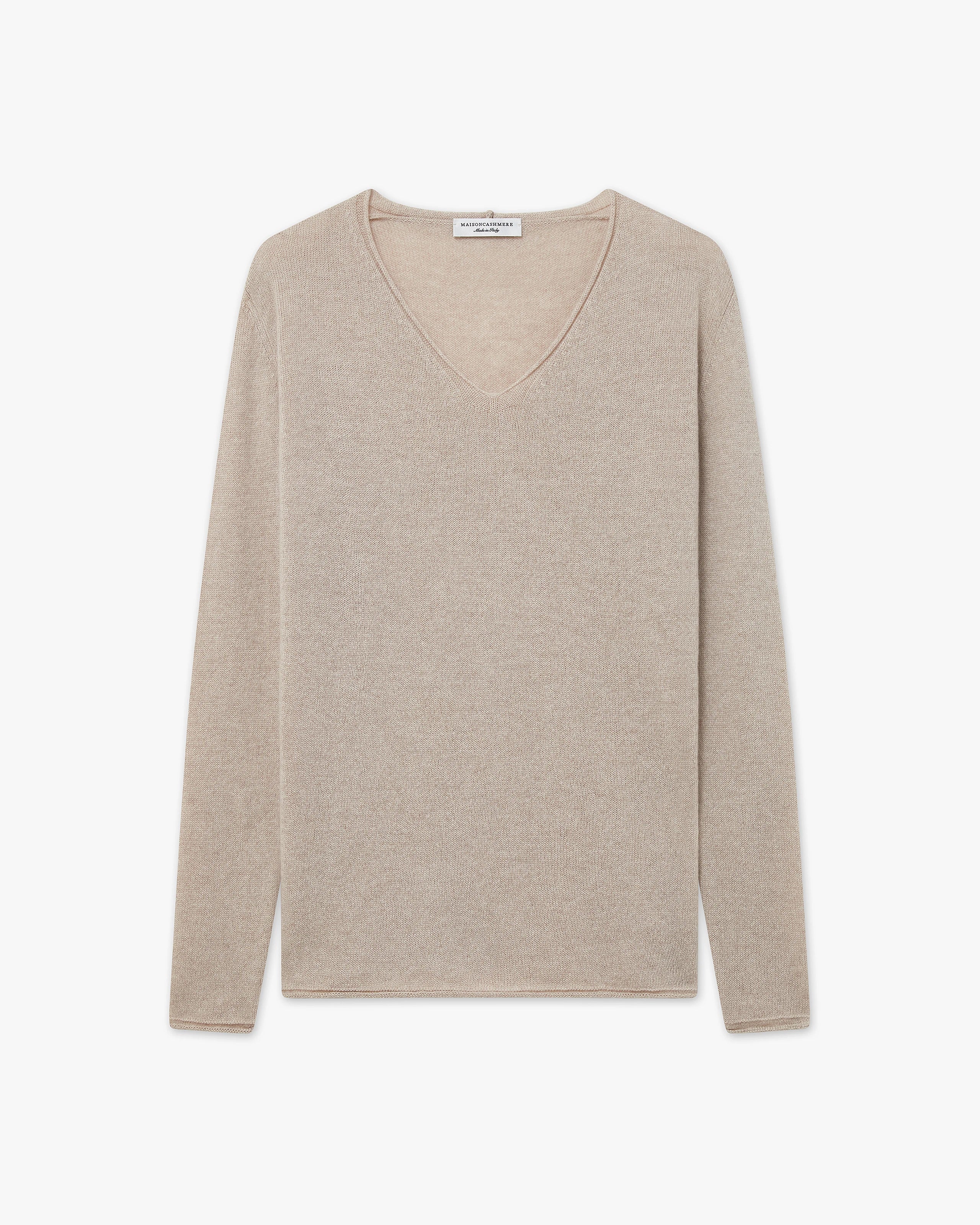 Lightness V-Neck Sweater - Beige Cashmere