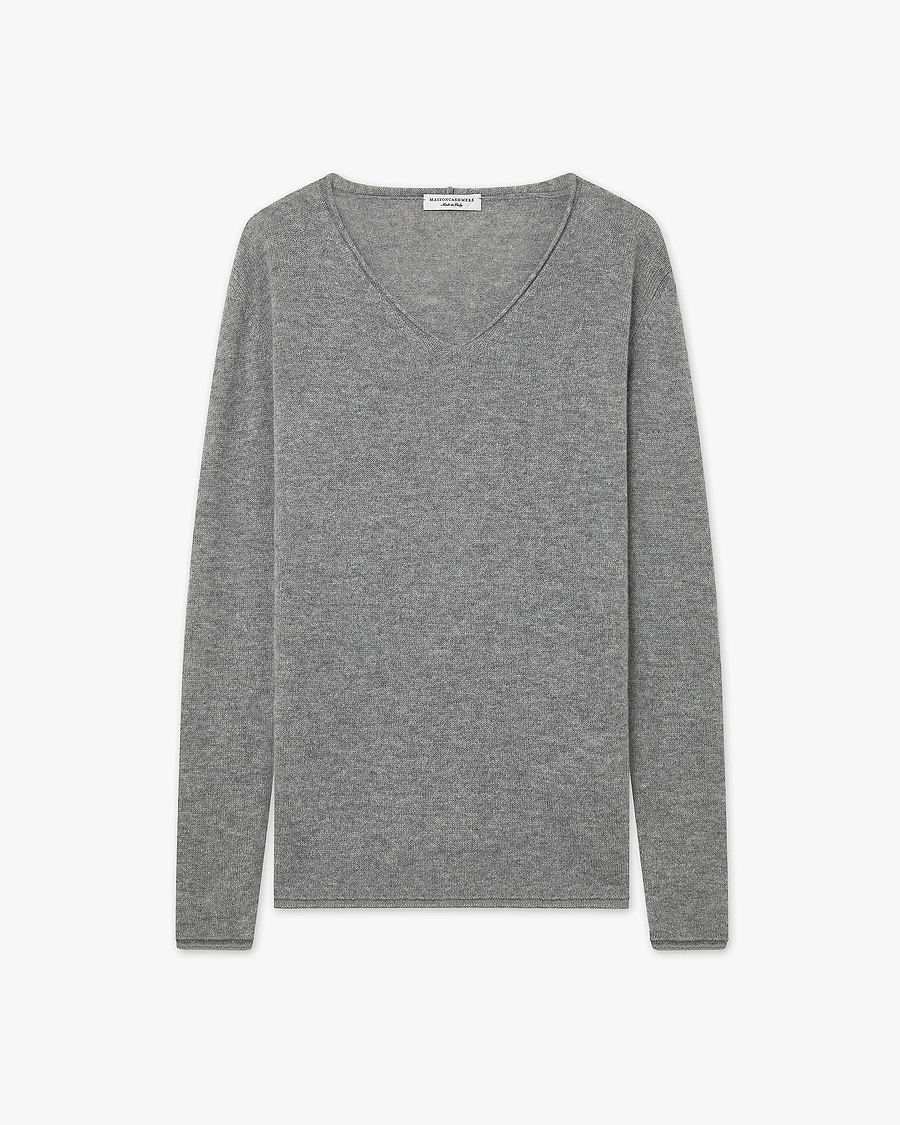 Lightness V-Neck Sweater - Medium Grey Cashmere