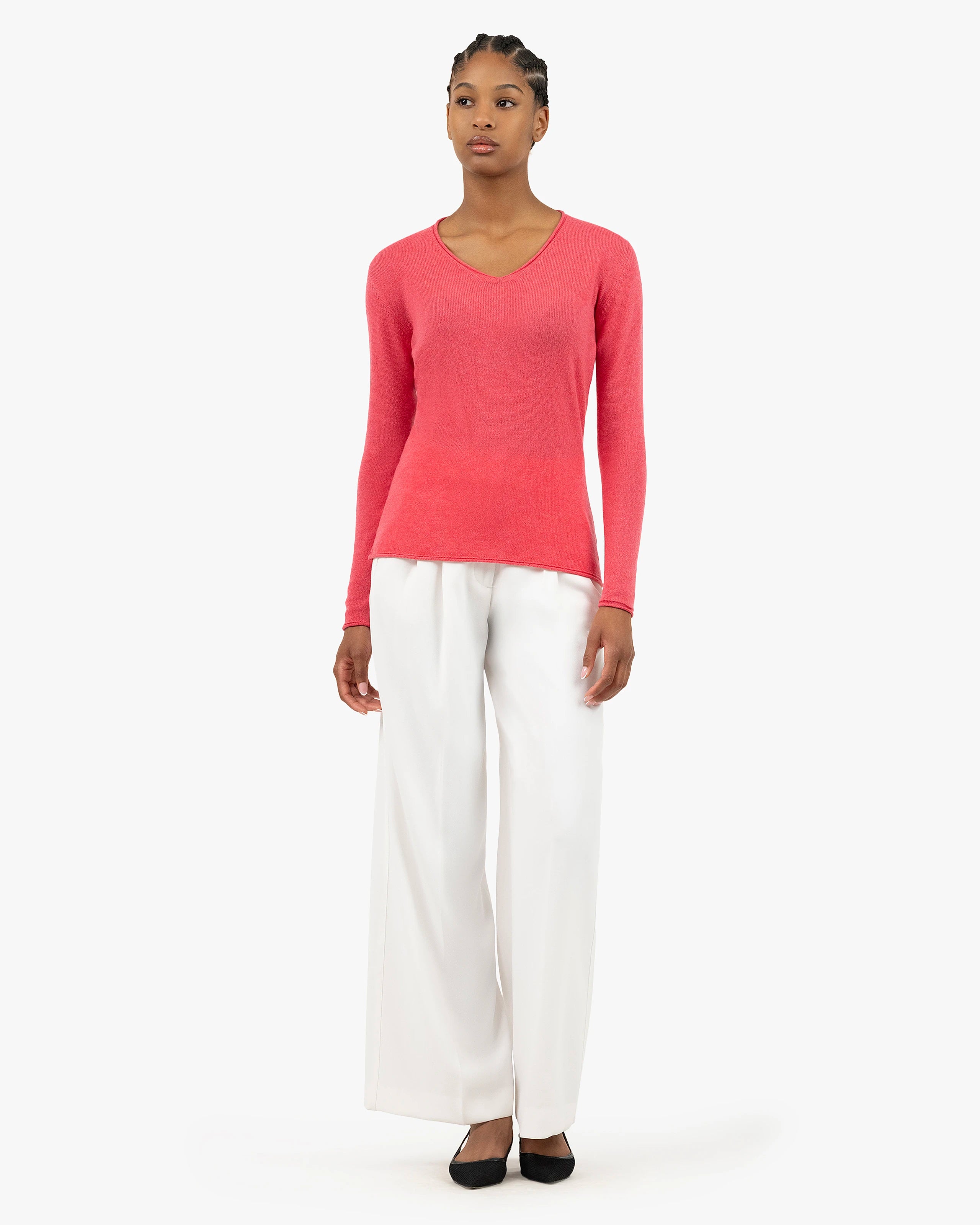 Lightness V-Neck Sweater - Red Cashmere