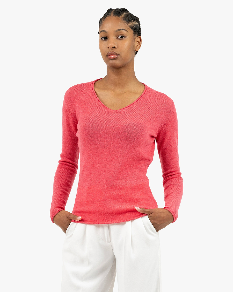 Lightness V-Neck Sweater - Red Cashmere