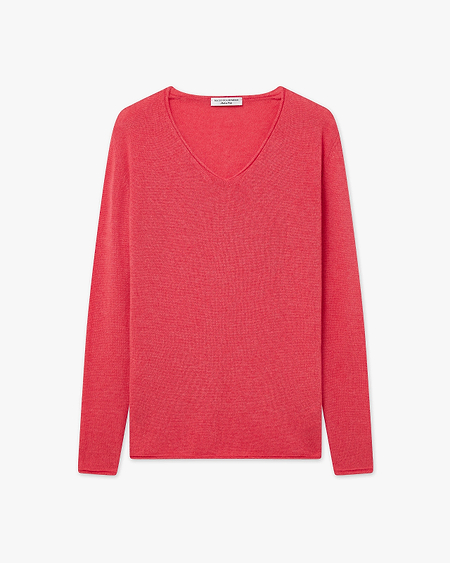 Lightness V-Neck Sweater - Red Cashmere