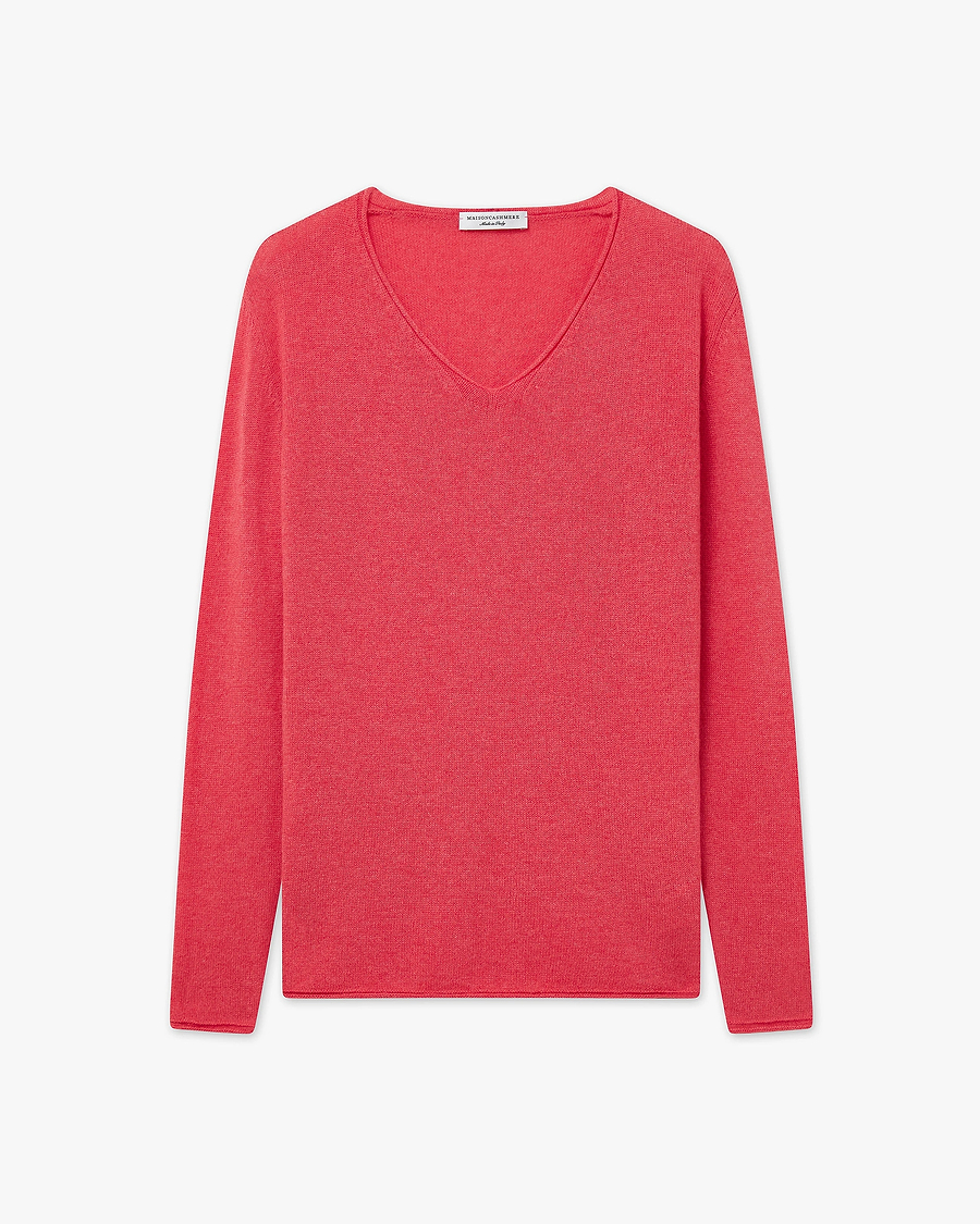 Lightness V-Neck Sweater - Red Cashmere