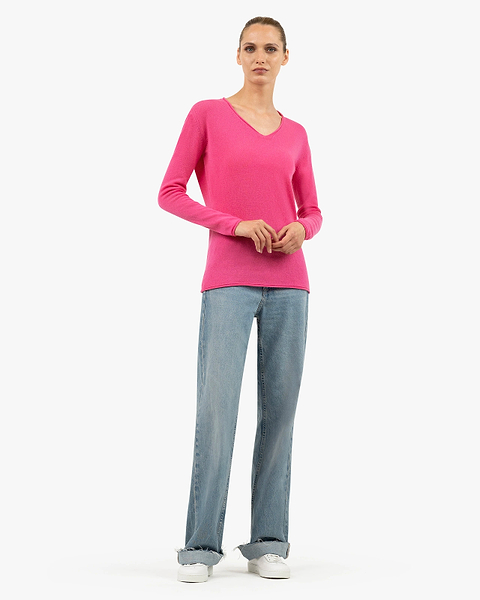 Lightness V-Neck Sweater - Fuchsia Cashmere