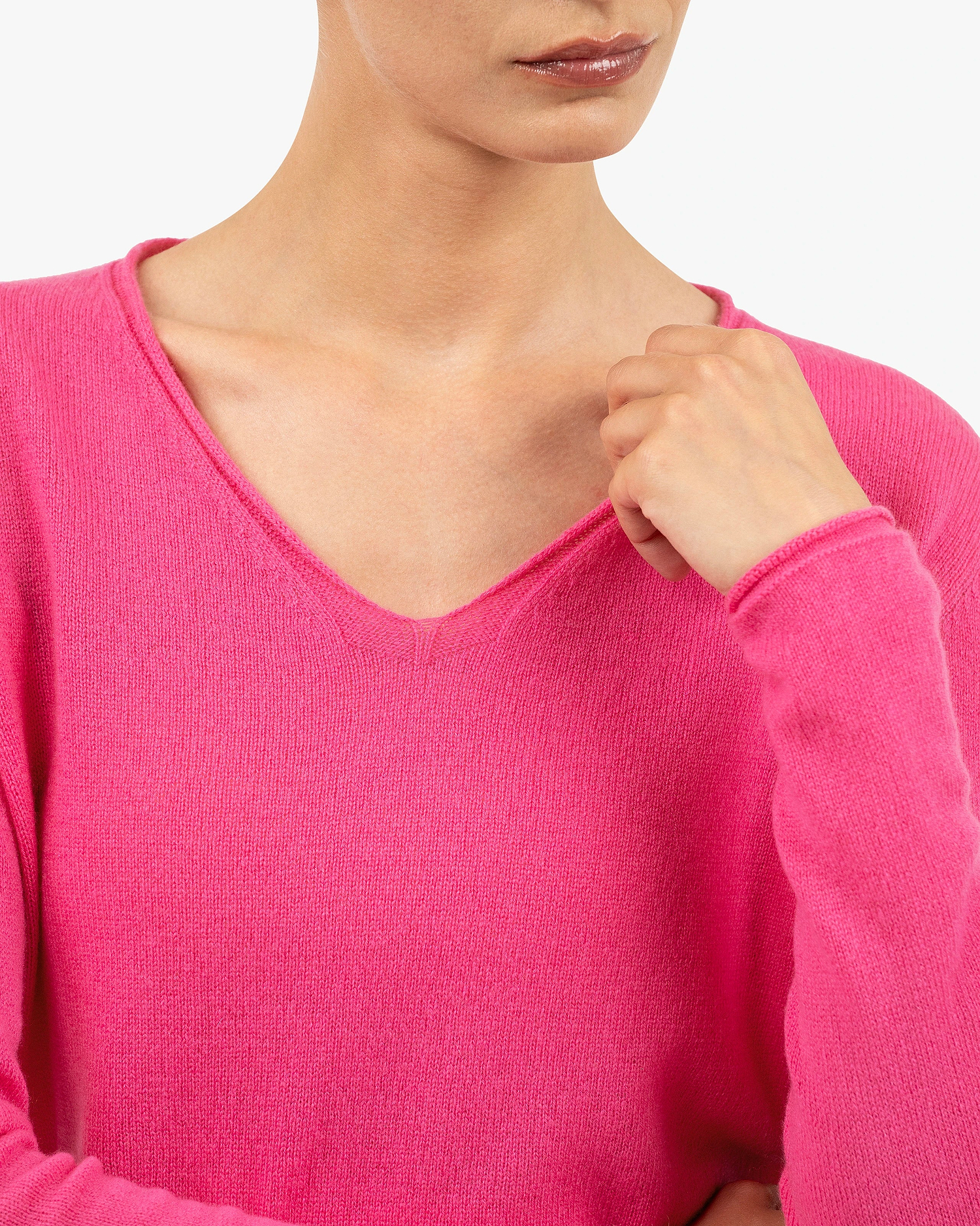Lightness V-Neck Sweater - Fuchsia Cashmere