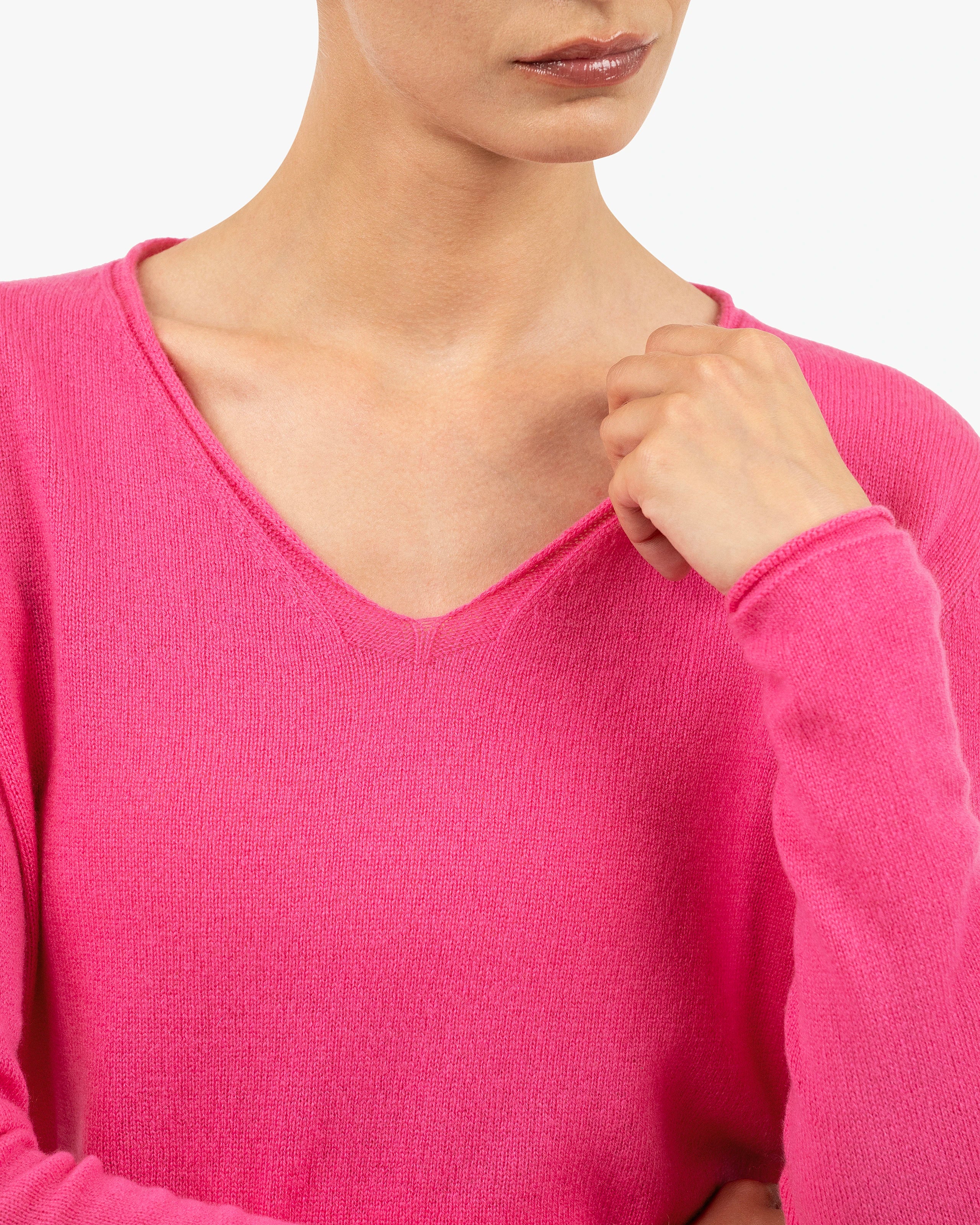 Lightness V-Neck Sweater - Fuchsia Cashmere