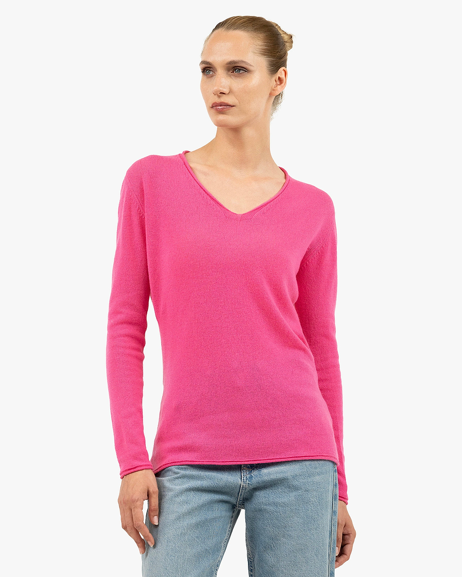 Lightness V-Neck Sweater - Fuchsia Cashmere
