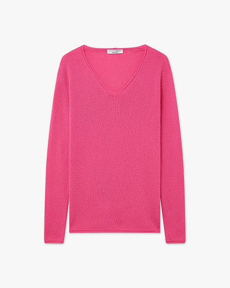 Lightness V-Neck Sweater - Fuchsia Cashmere