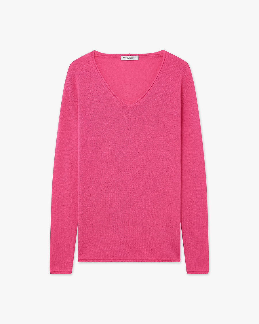 Lightness V-Neck Sweater - Fuchsia Cashmere