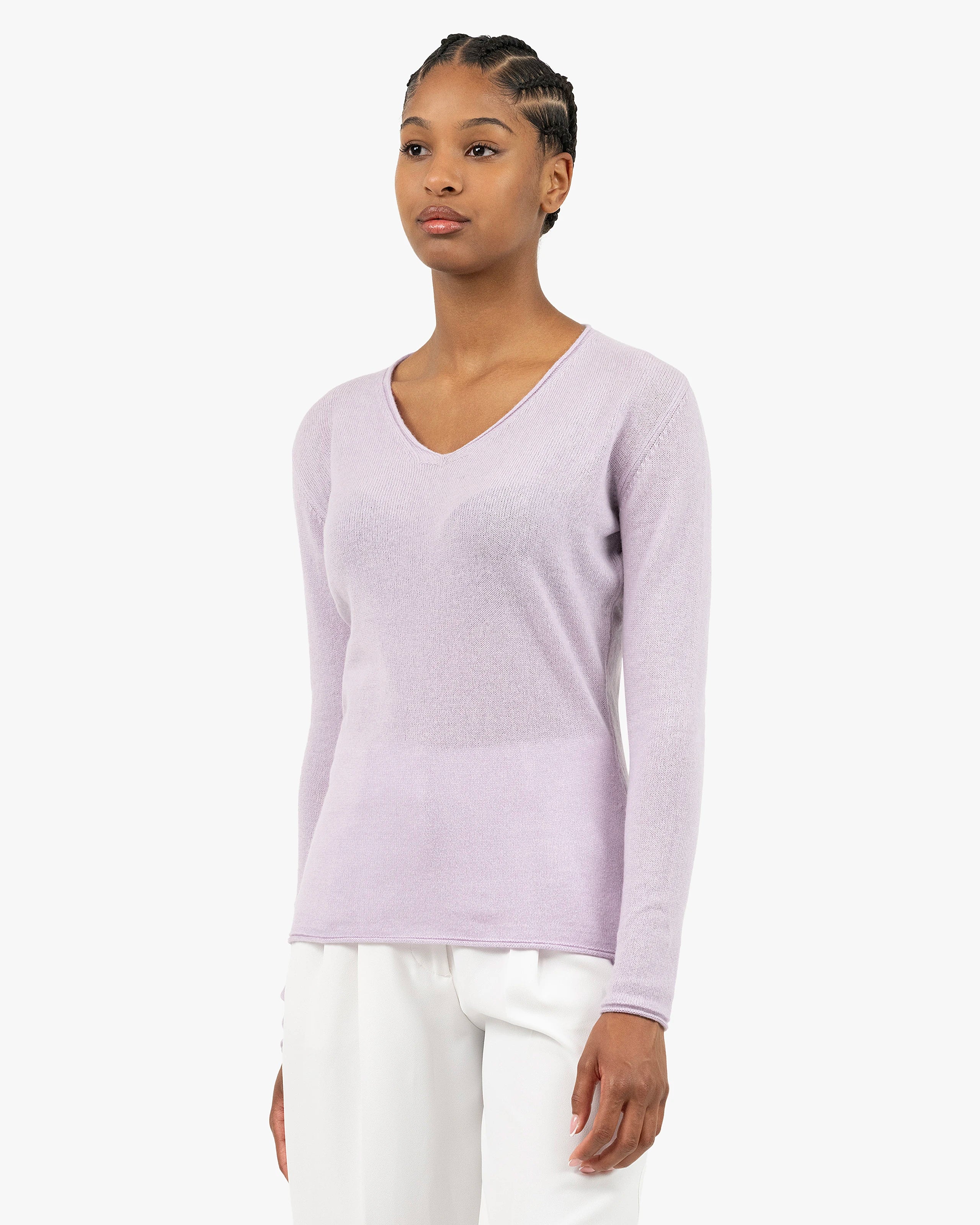 Lightness V-Neck Sweater - Lilac Cashmere