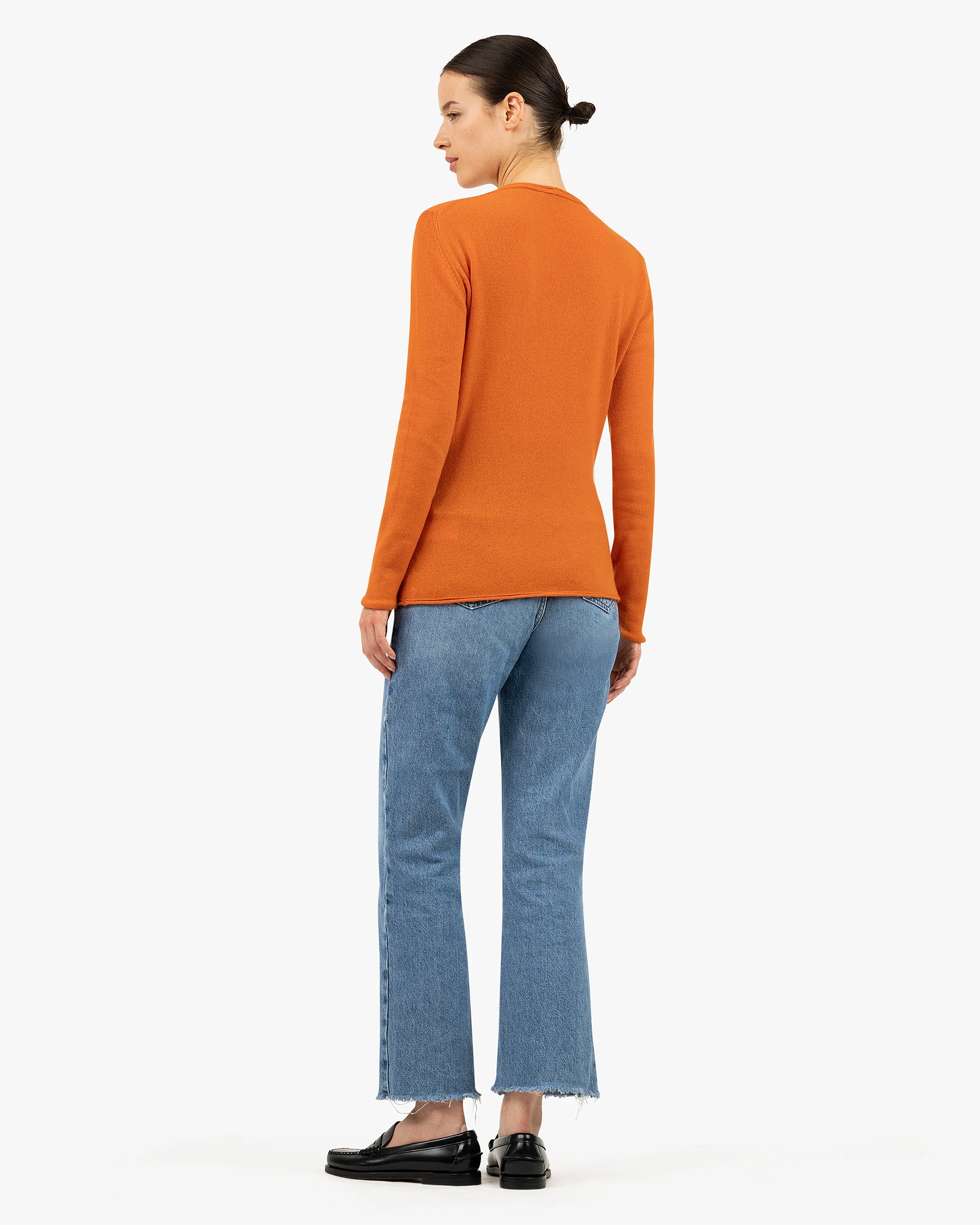 Lightness V-Neck Sweater - Orange Cashmere