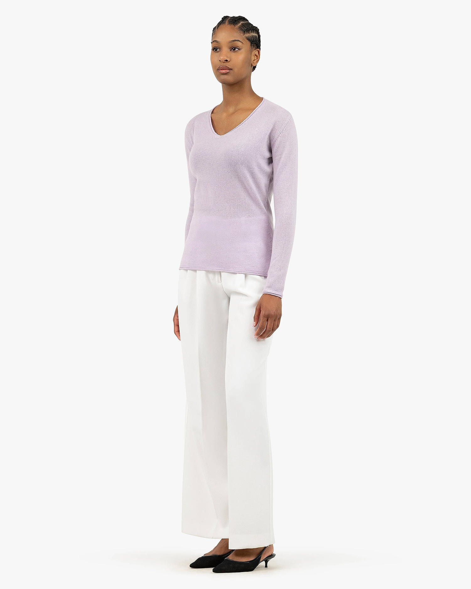 Lightness V-Neck Sweater - Lilac Cashmere