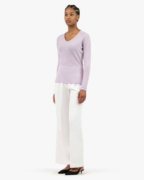 Lightness V-Neck Sweater - Lilac Cashmere