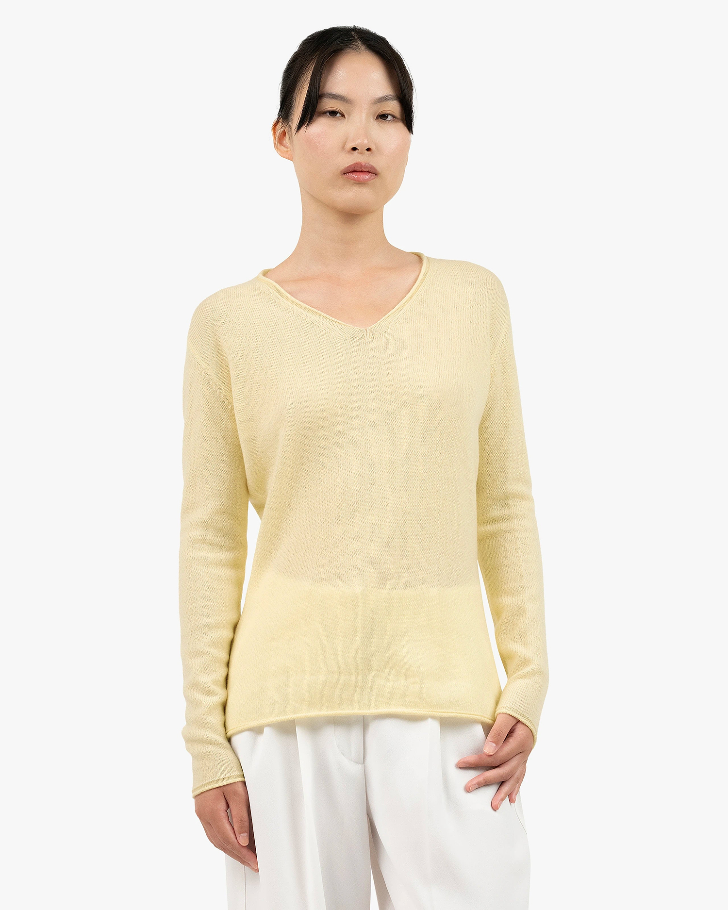Lightness V-Neck Sweater - Yellow Cashmere