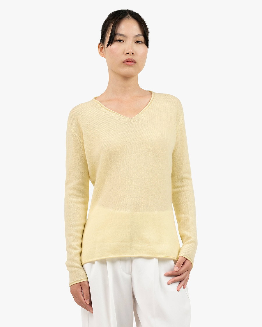 Lightness V-Neck Sweater - Yellow Cashmere
