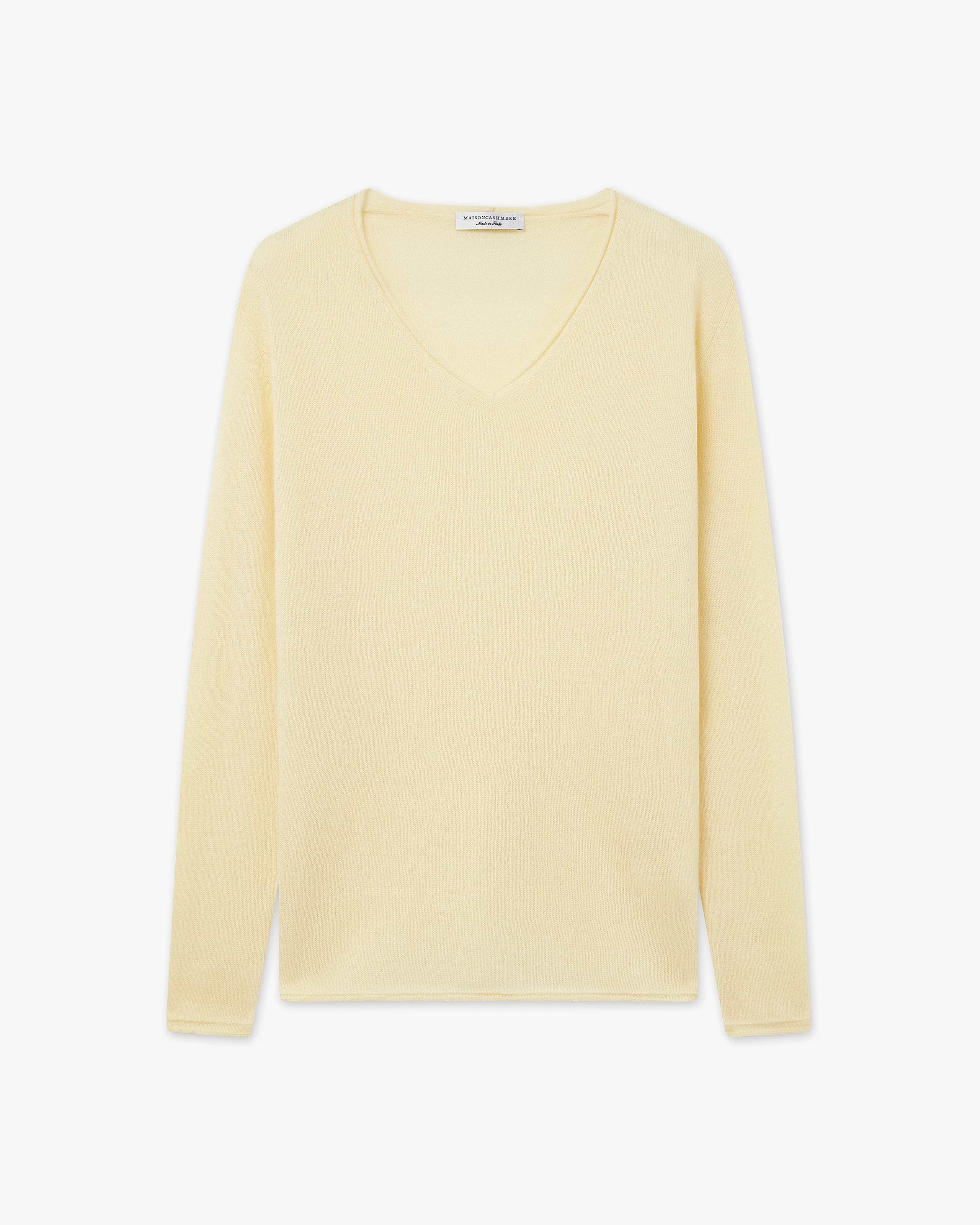 MYLAN(マイラン) 長袖セーター レディース - ライトイエロー Vネック womens-lightness-v-neck-