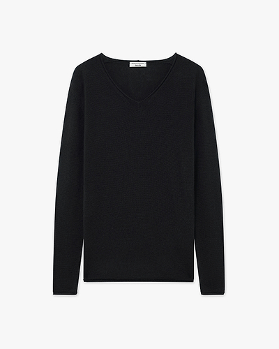 Lightness V-Neck Sweater - Black Cashmere