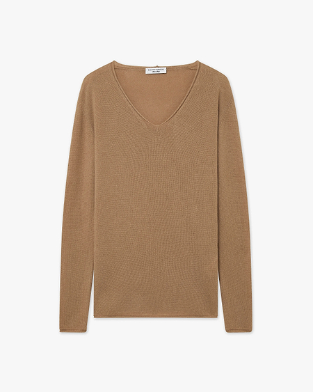 Lightness V-Neck Sweater - Camel Cashmere