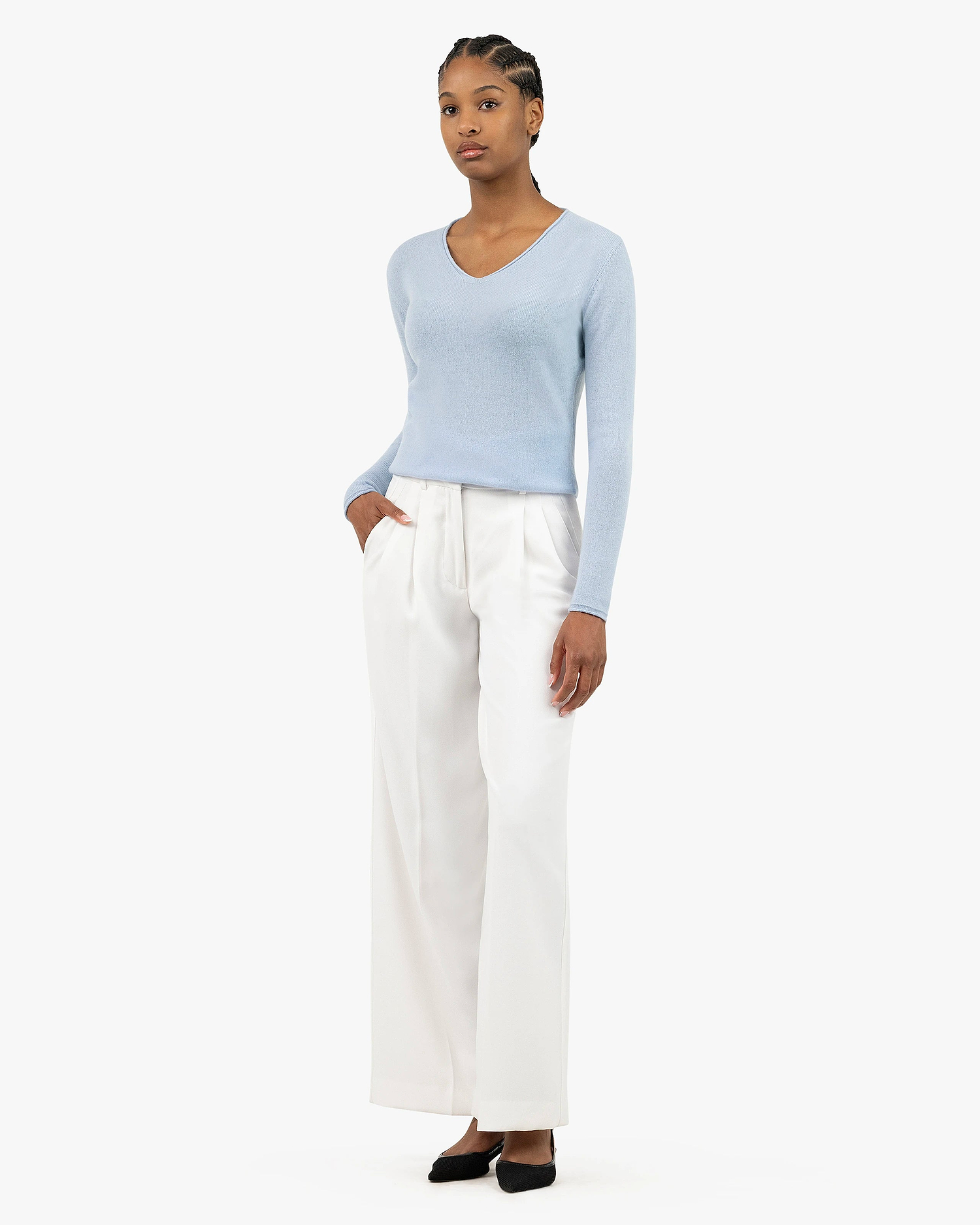 Lightness V-Neck Sweater - Light Blue Cashmere