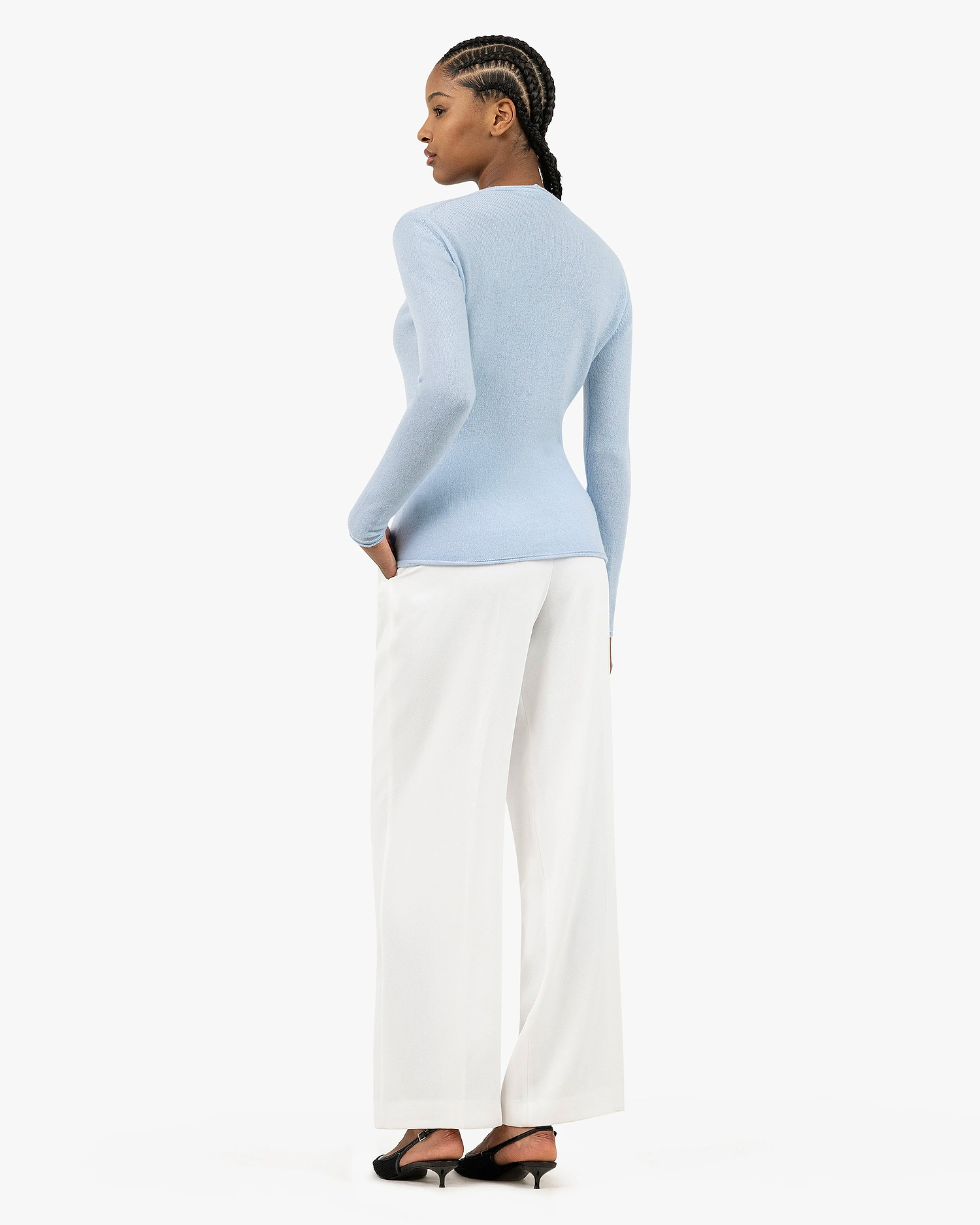 Lightness V-Neck Sweater - Light Blue Cashmere