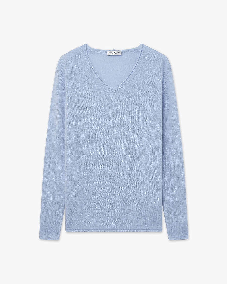 Lightness V-Neck Sweater - Light Blue Cashmere