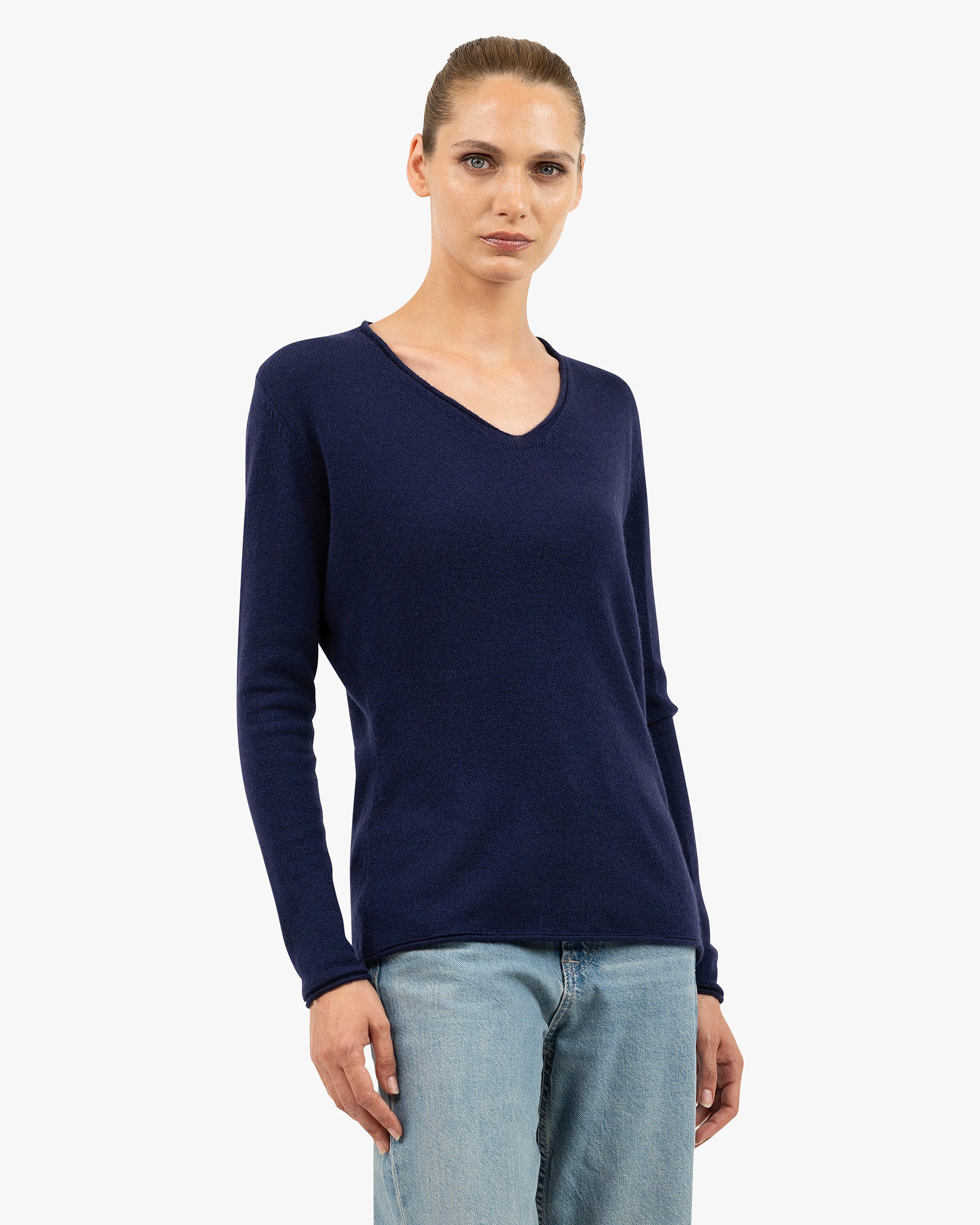 Lightness V-Neck Sweater - Blue Cashmere