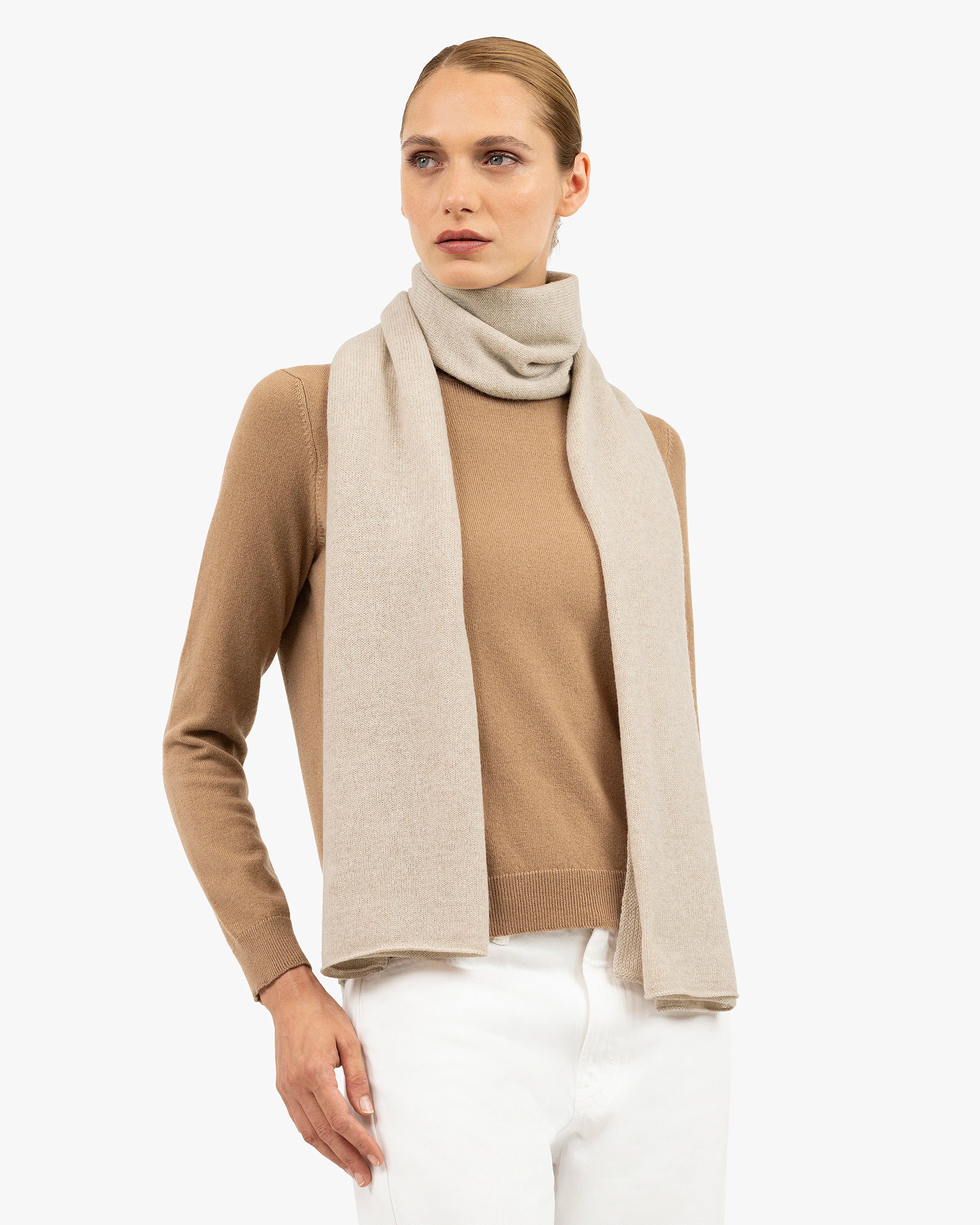 Essential Maxi Cashmere Scarf for Women - Beige | MaisonCashmere