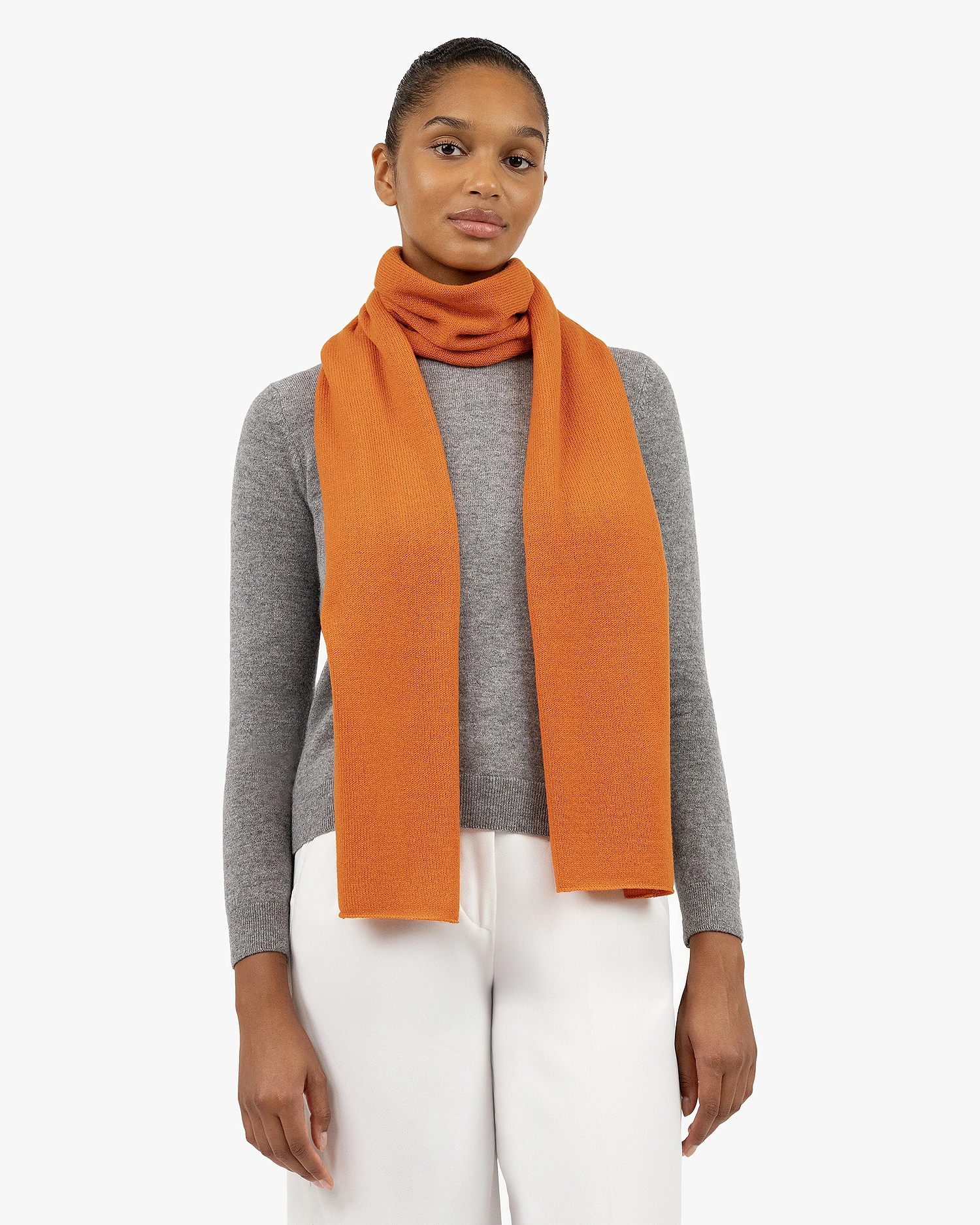 Women's Essential Maxi Scarf - Orange Cashmere