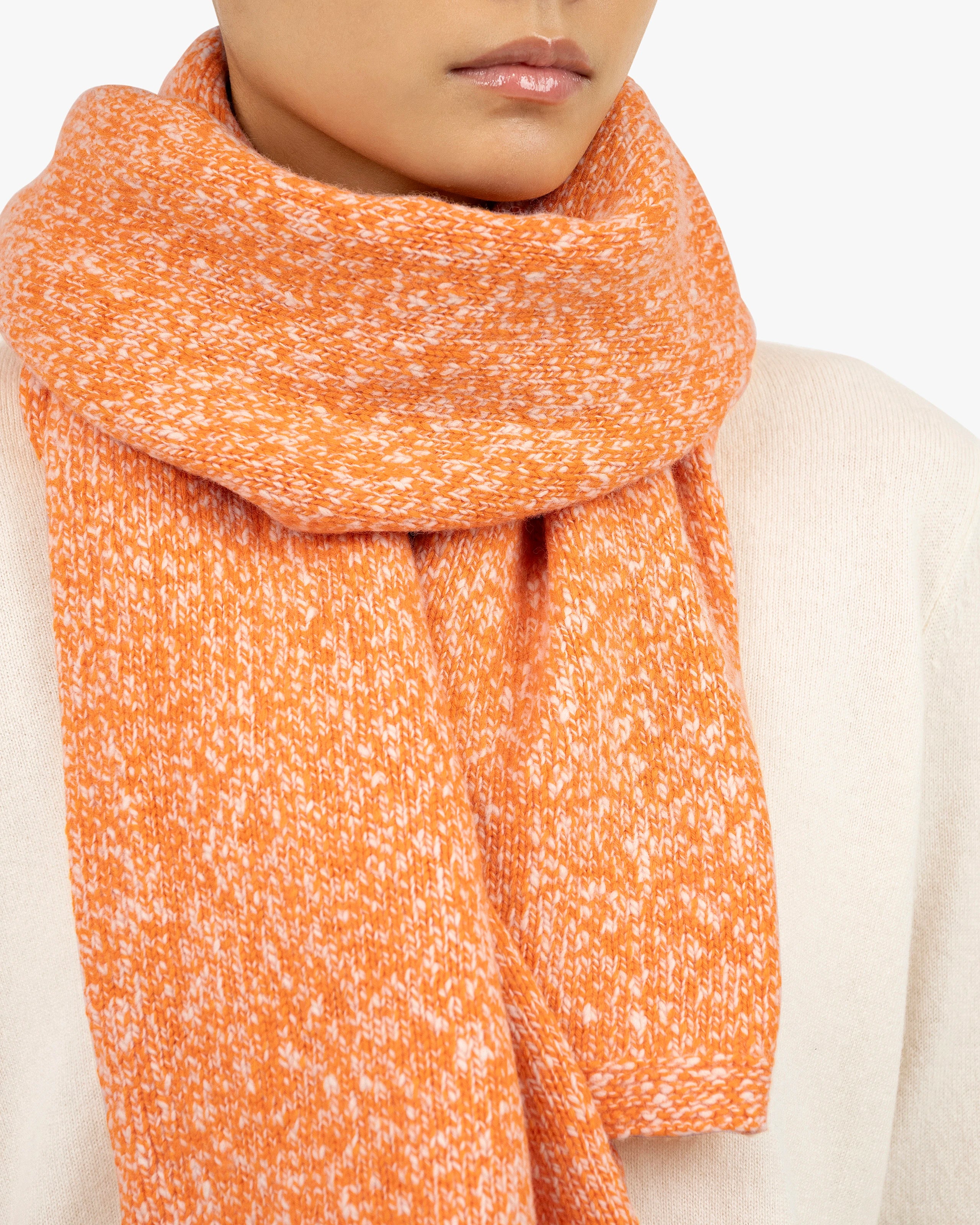 Women's Mouliné Maxi Scarf - Orange Lana / Cashmere