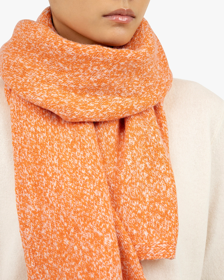 Women's Mouliné Maxi Scarf - Orange Lana / Cashmere