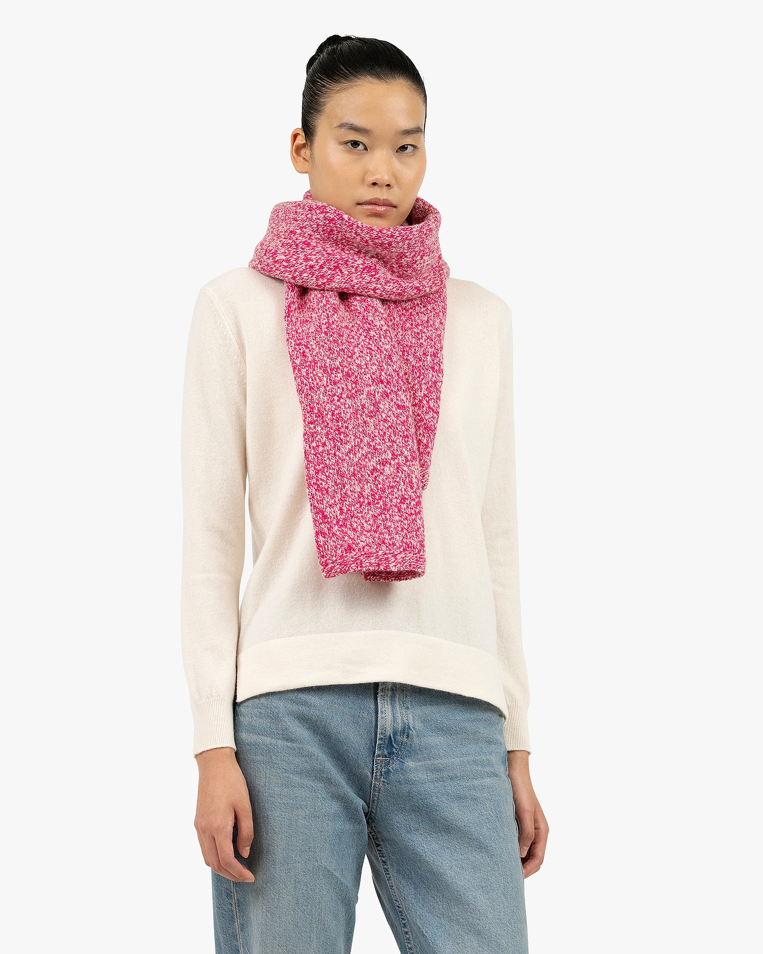 Women's Mouliné Maxi Scarf - Fuchsia Lana / Cashmere