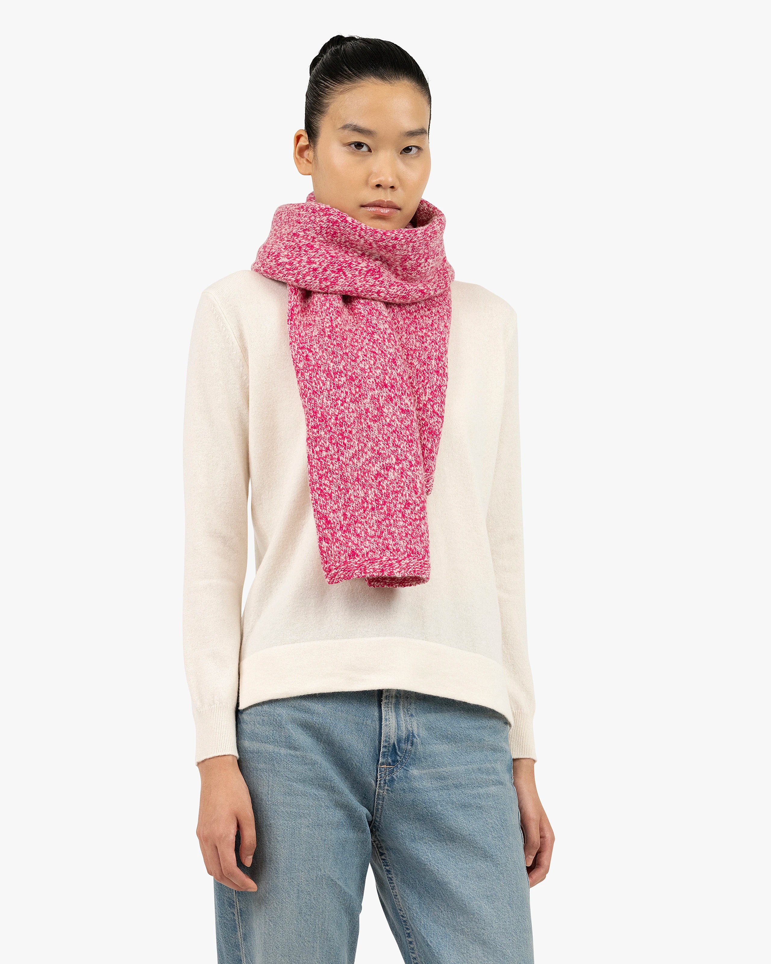 Women's Mouliné Maxi Scarf - Fuchsia Lana / Cashmere