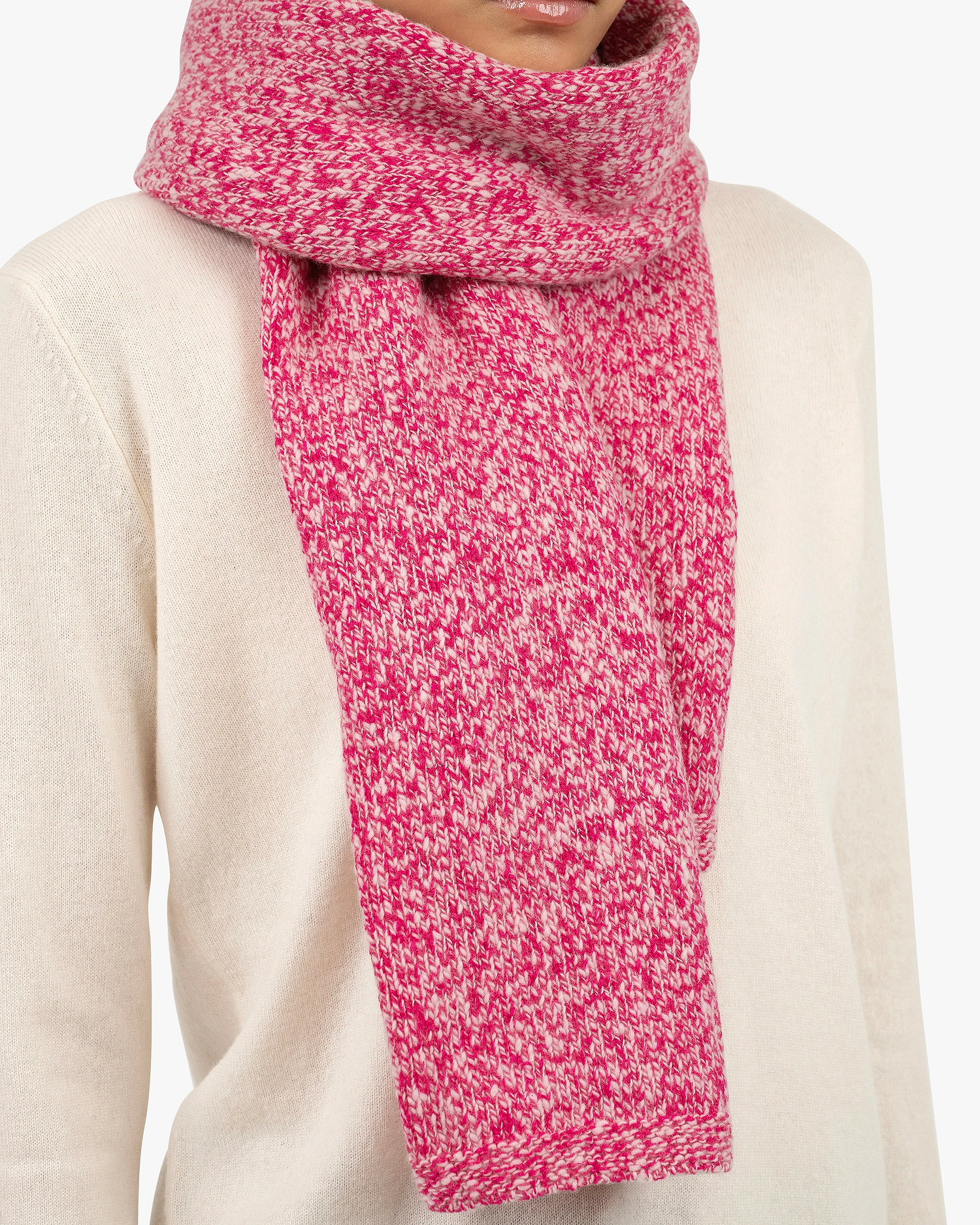Women's Mouliné Maxi Scarf - Fuchsia Lana / Cashmere