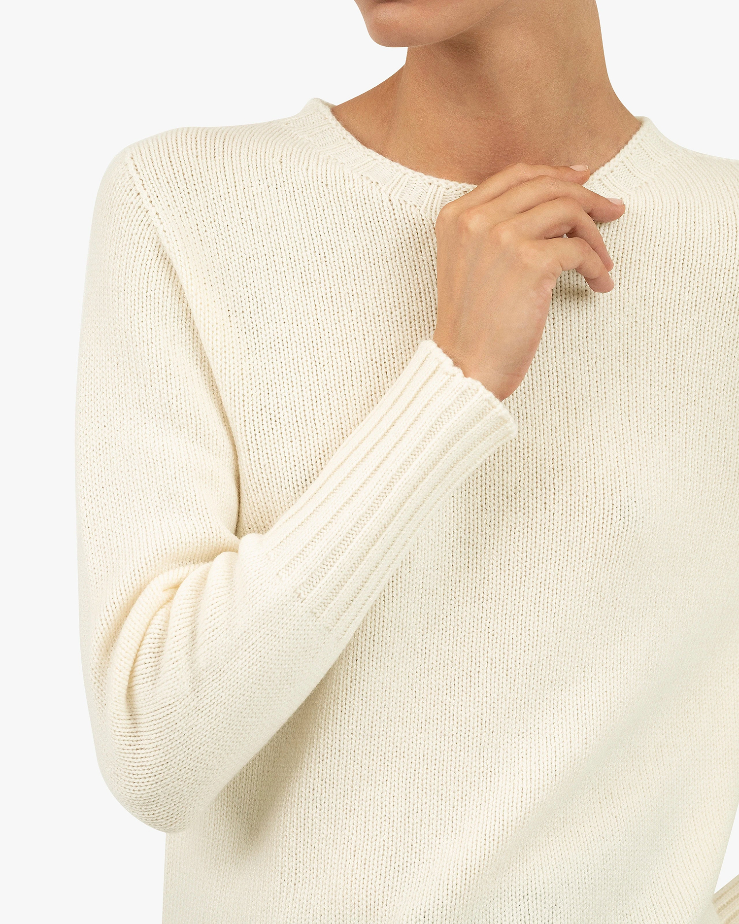 Women's Merano Crew Neck Sweater - White Cashmere