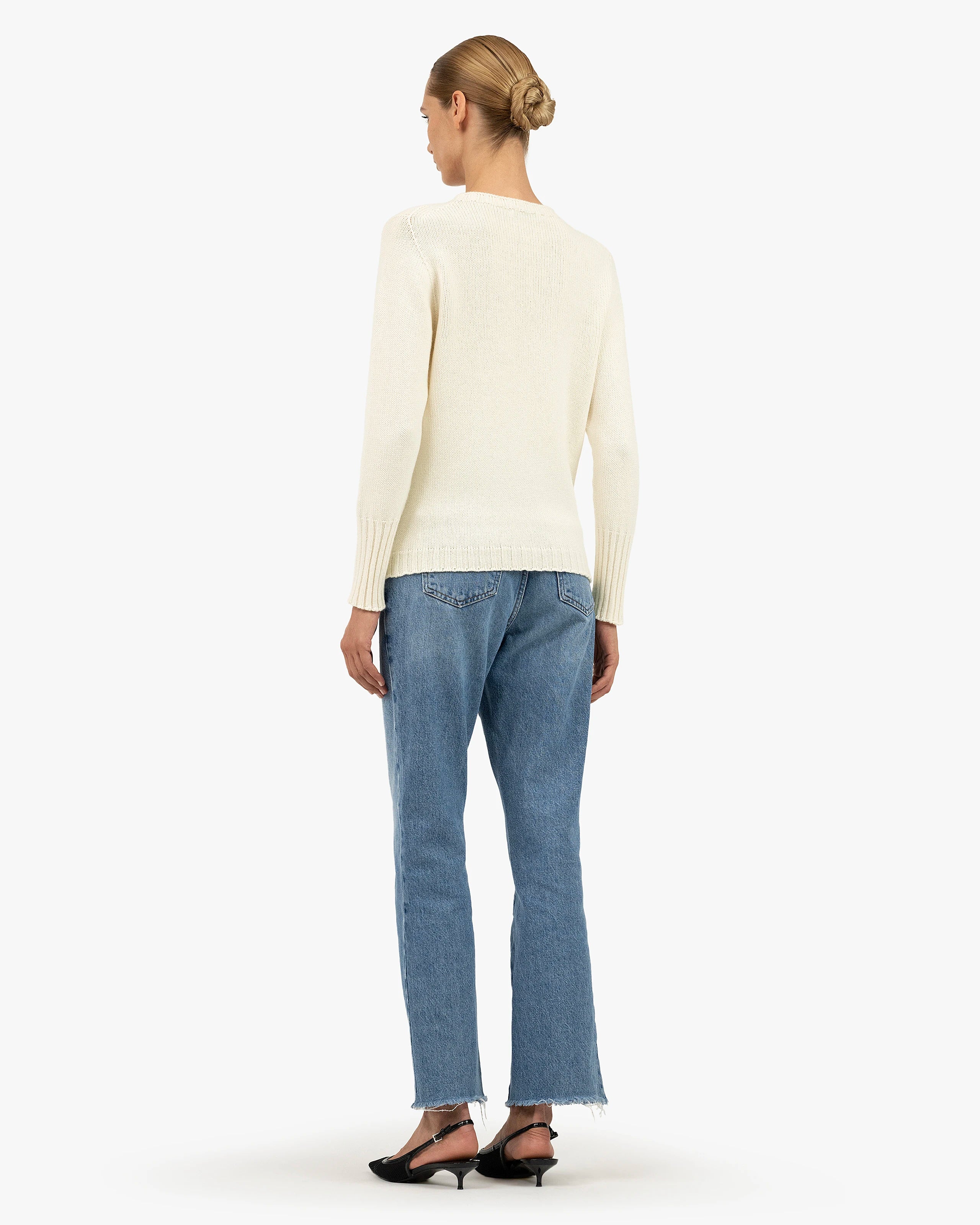 Women's Merano Crew Neck Sweater - White Cashmere