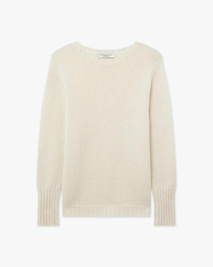 Women's Merano Crew Neck Sweater - White Cashmere