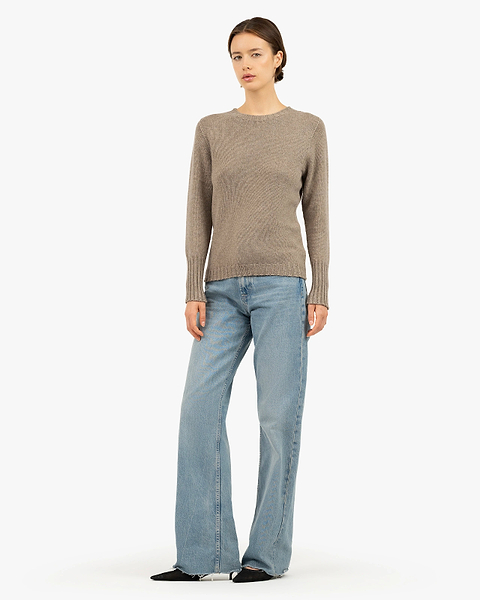 Women's Merano Crew Neck Sweater - Taupe Cashmere