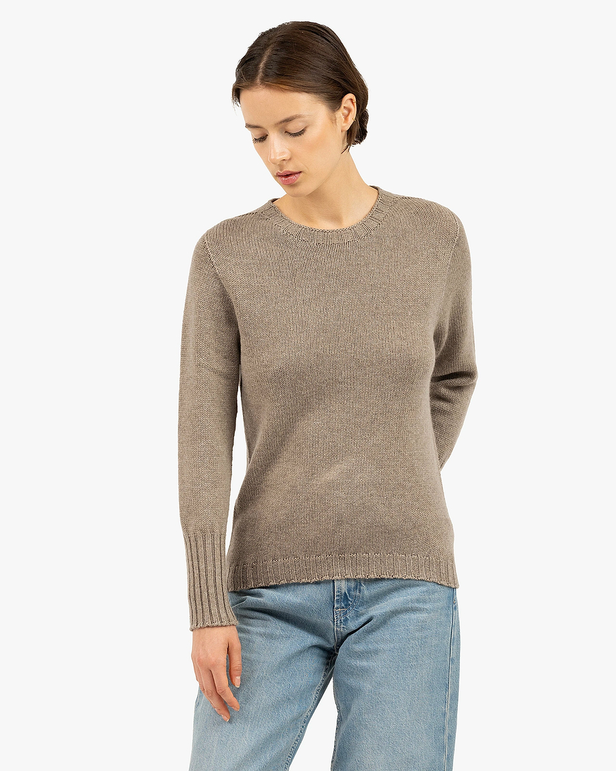 Women's Merano Crew Neck Sweater - Taupe Cashmere