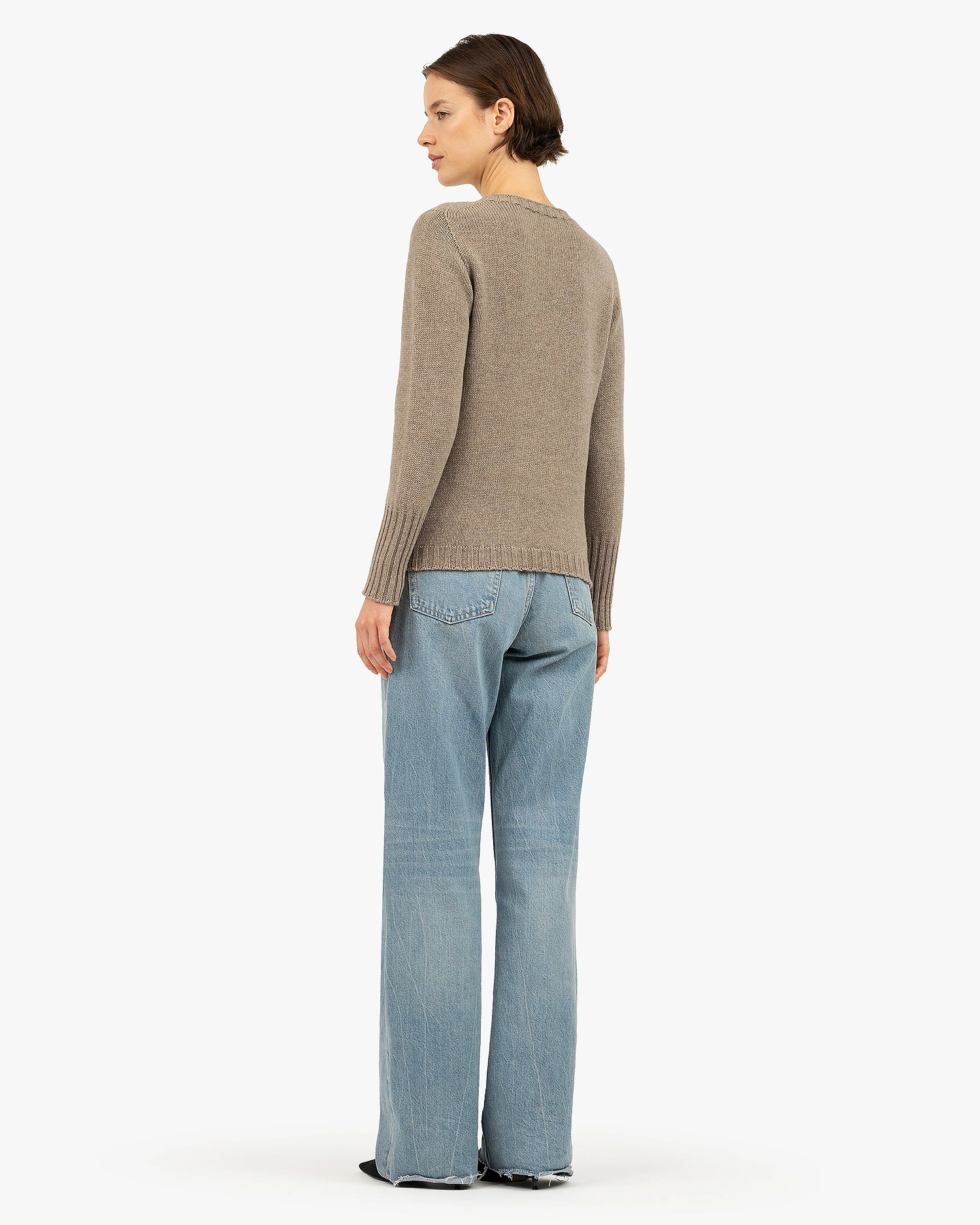 Women's Merano Crew Neck Sweater - Taupe Cashmere