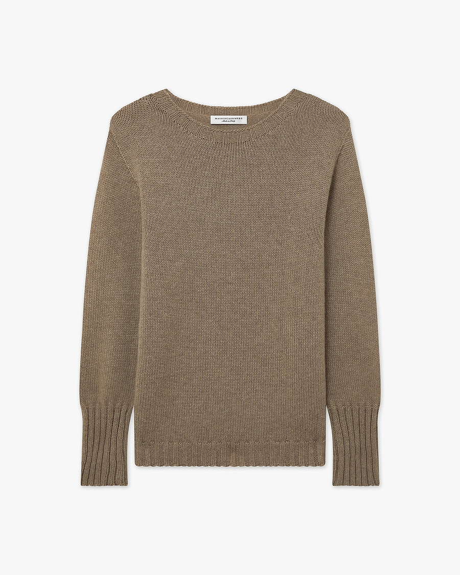 Women's Merano Crew Neck Sweater - Taupe Cashmere