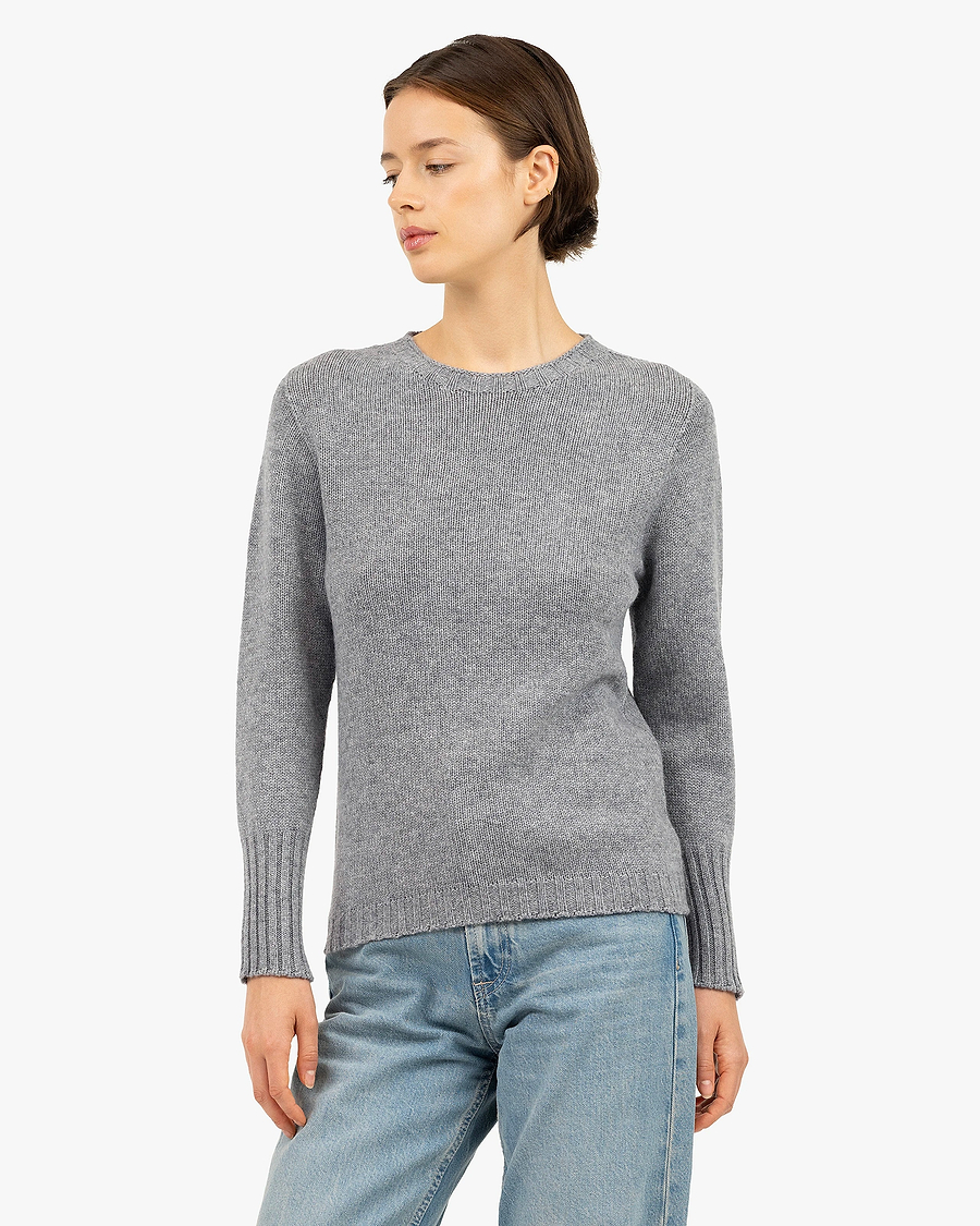 Women's Merano Crew Neck Sweater - Medium Grey Cashmere