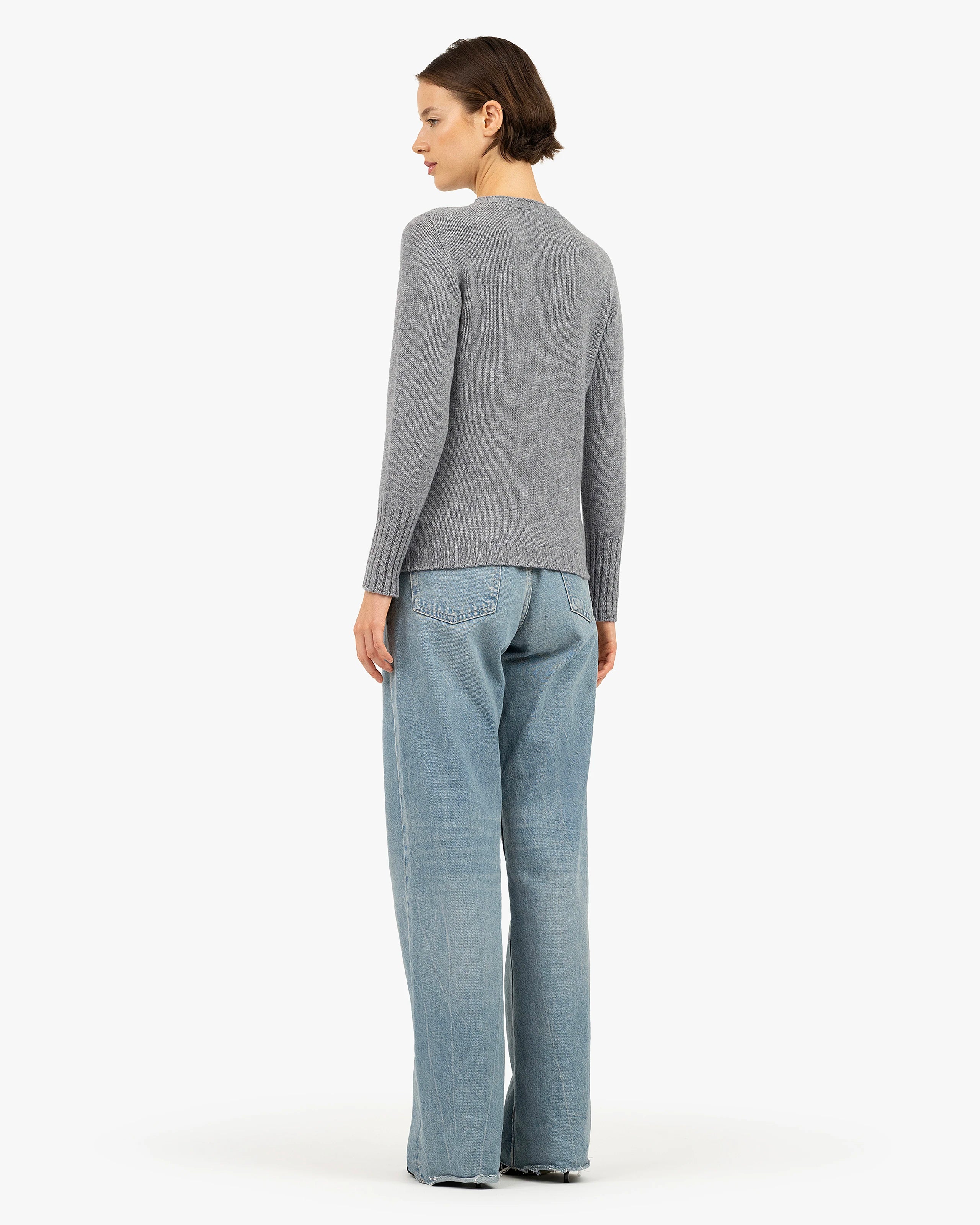 Women's Merano Crew Neck Sweater - Medium Grey Cashmere