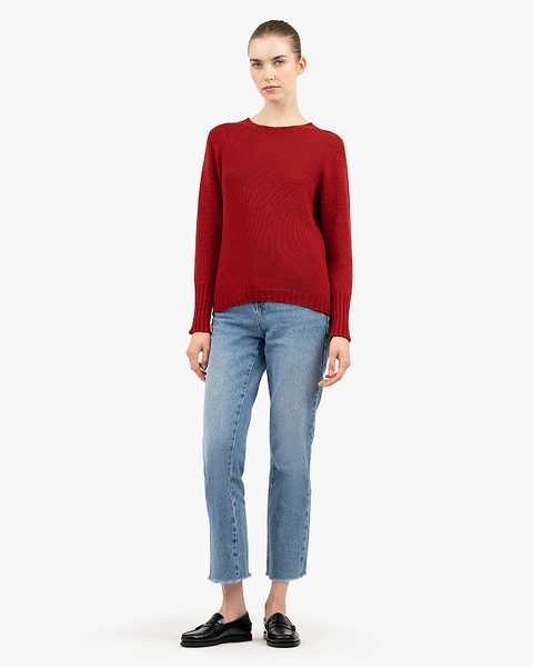 Women's Merano Crew Neck Sweater - Red Cashmere