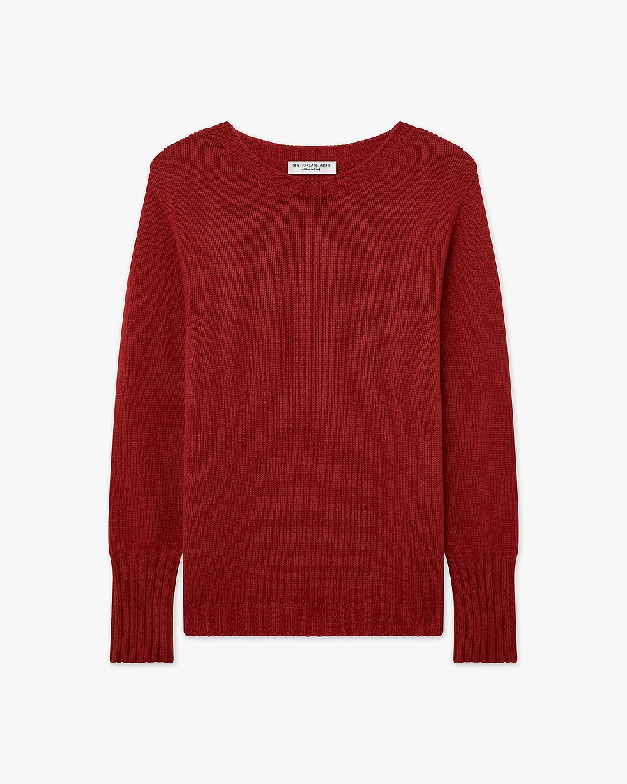 Women's Merano Crew Neck Sweater - Red Cashmere