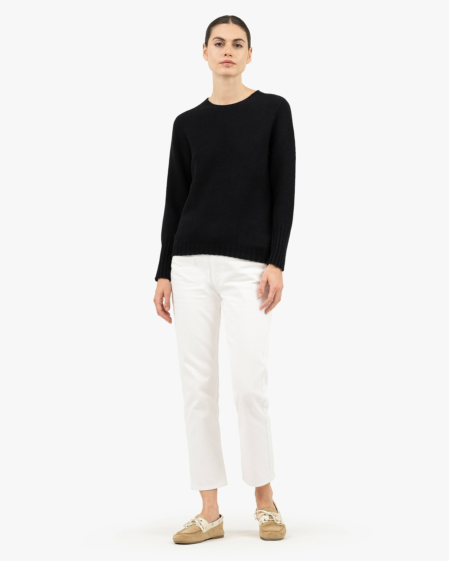 Women's Merano Crew Neck Sweater - Black Cashmere