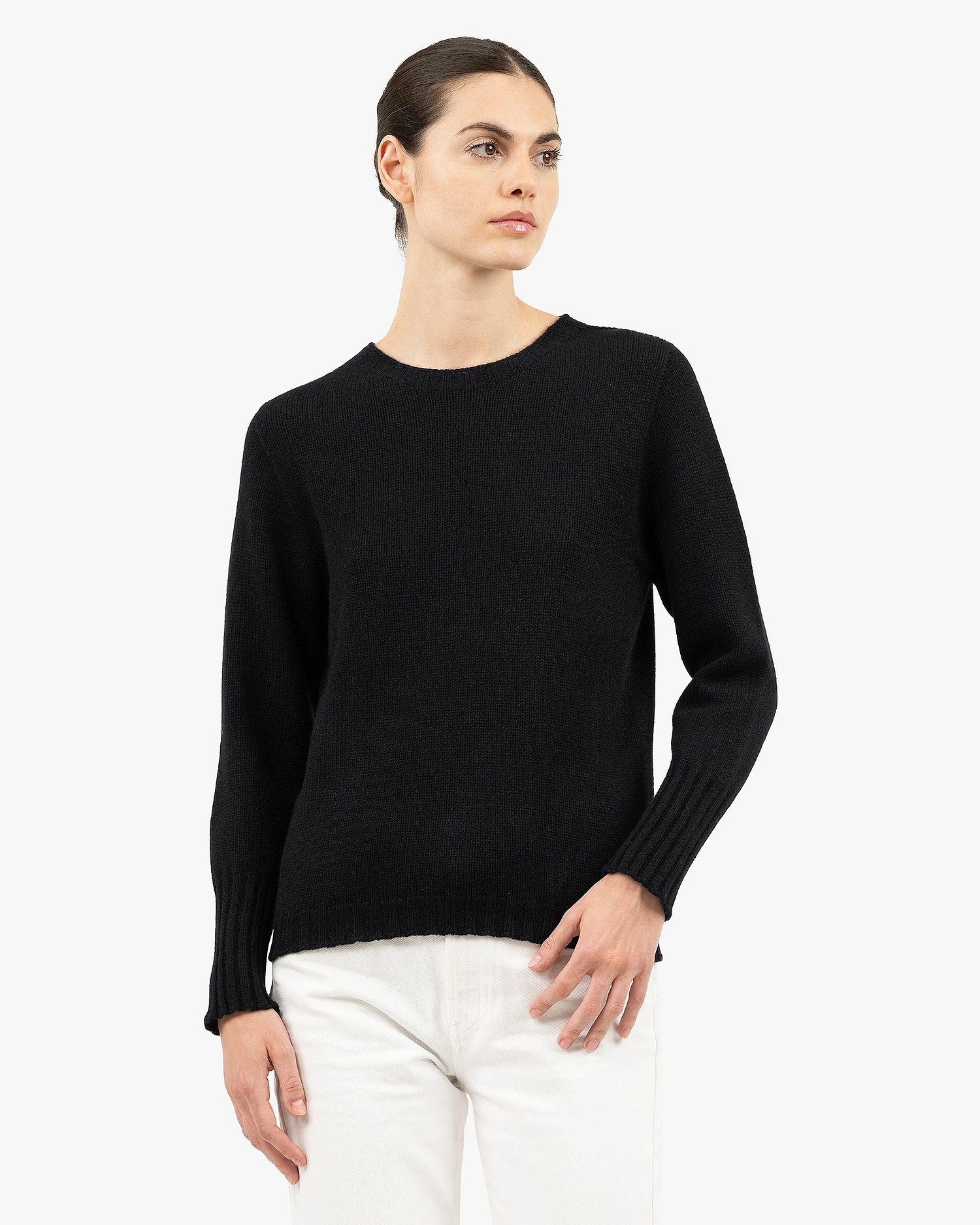 Women's Merano Crew Neck Sweater - Black Cashmere